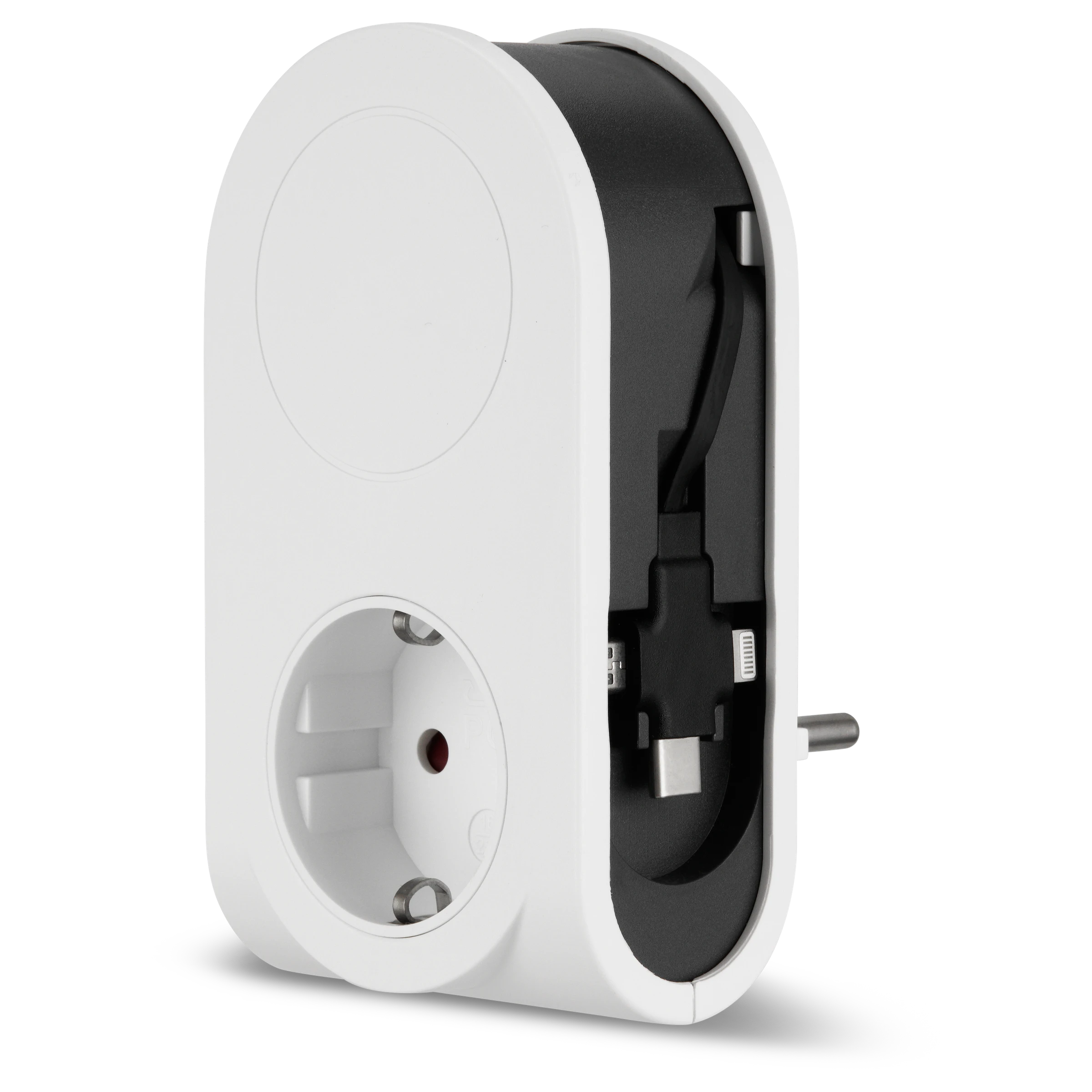 USB-Ladegerät Flex 3 in 1 mit ausziehbarem Ladekabel 3,1A weiß