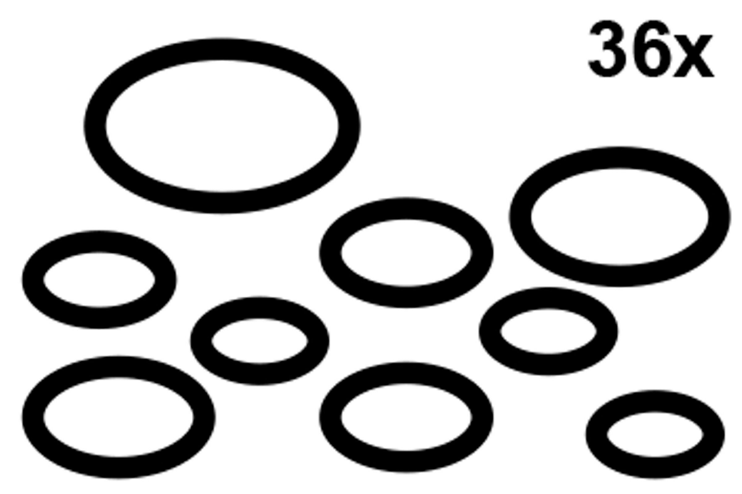 O-Ring-Sortiment, Gummi, diverse Größen (36x)