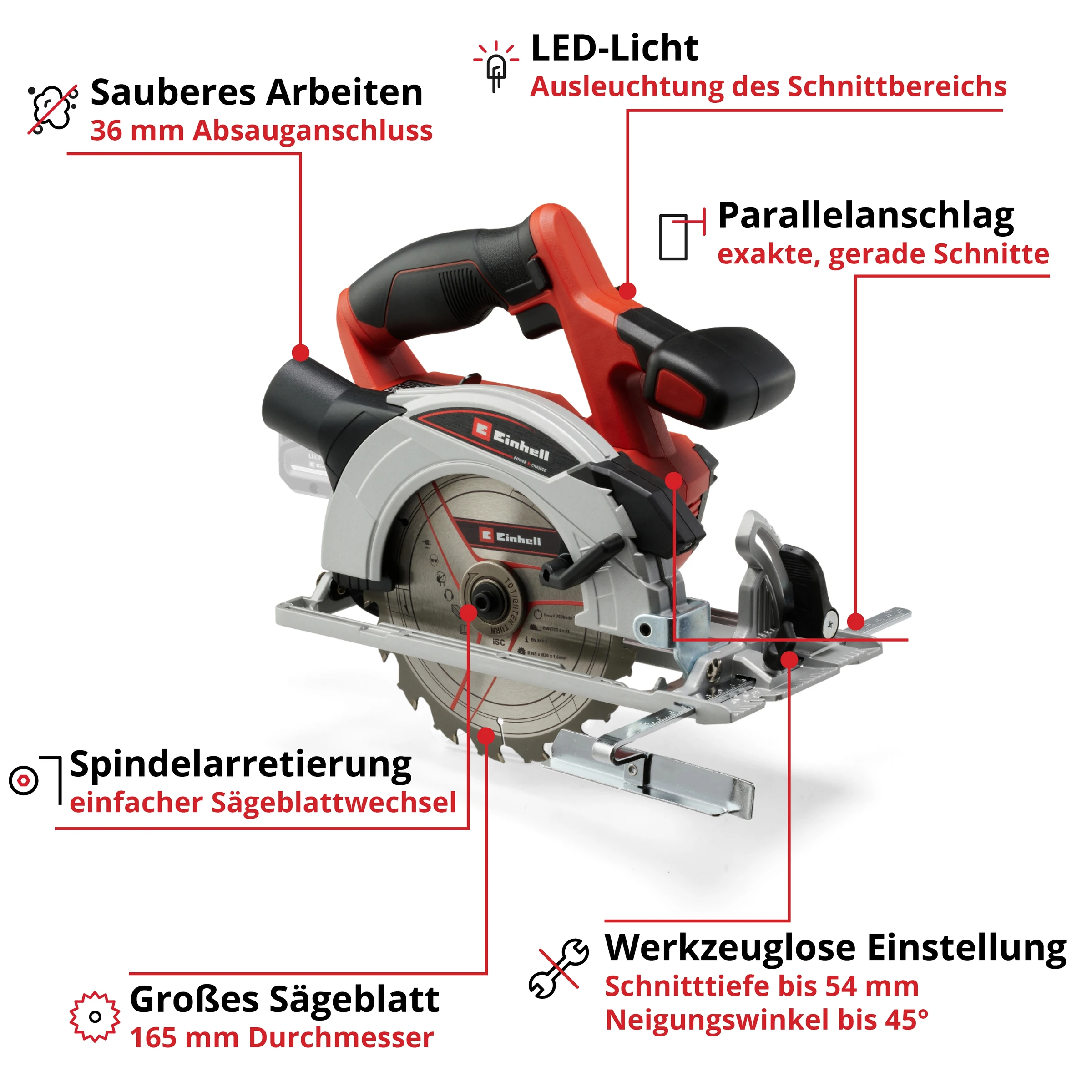 Einhell Expert TE-CS 18/165-1 Li - Solo Akku-Handkreissäge