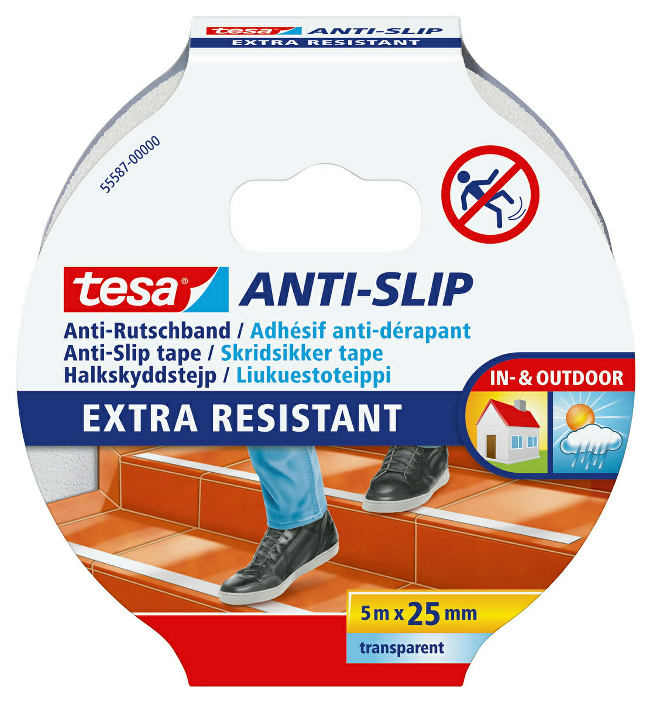 tesa® Anti Rutschband transparent, 5 m : 25 mm