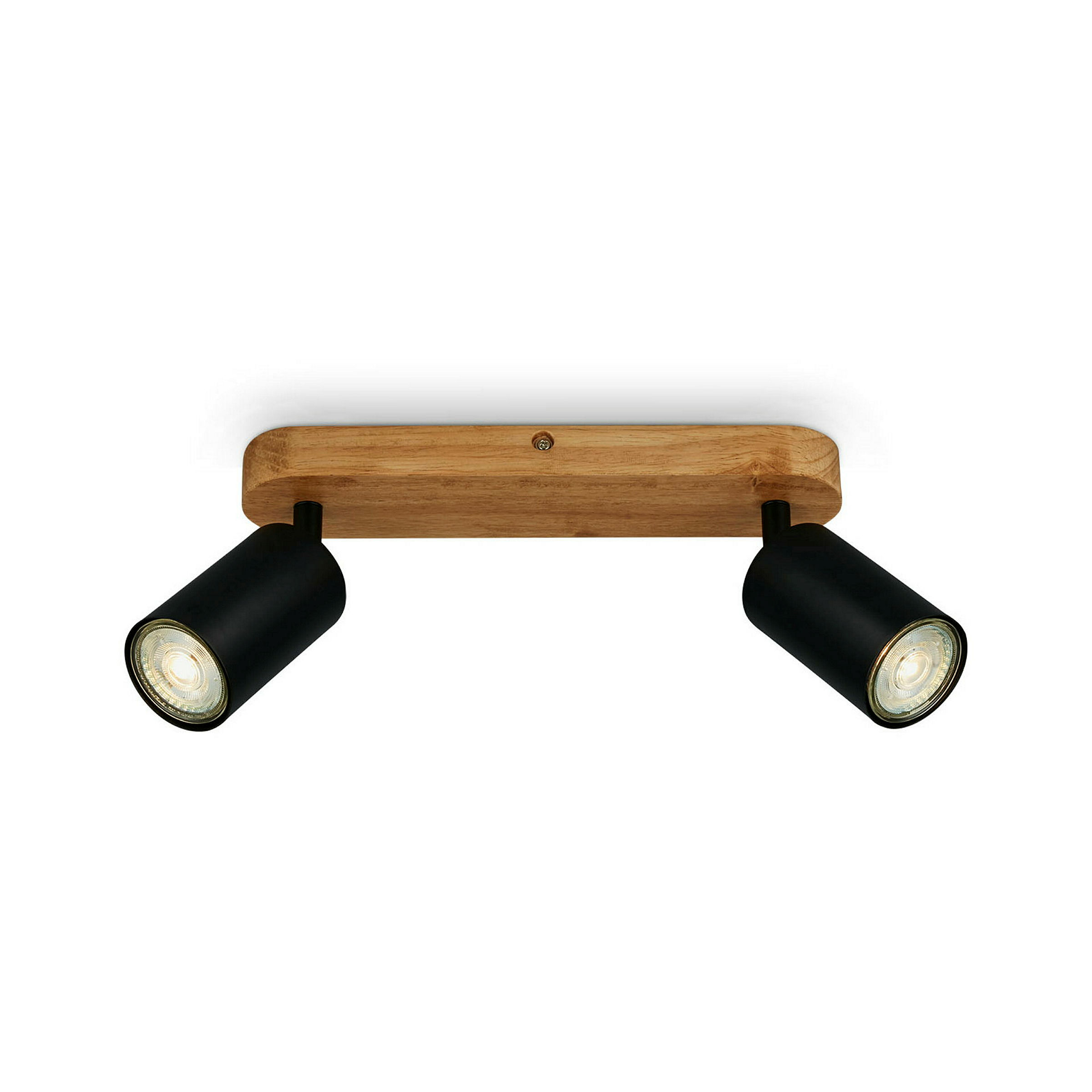 Spotleuchte, schwarz, mit Holz, exkl. 2xGU10 9W