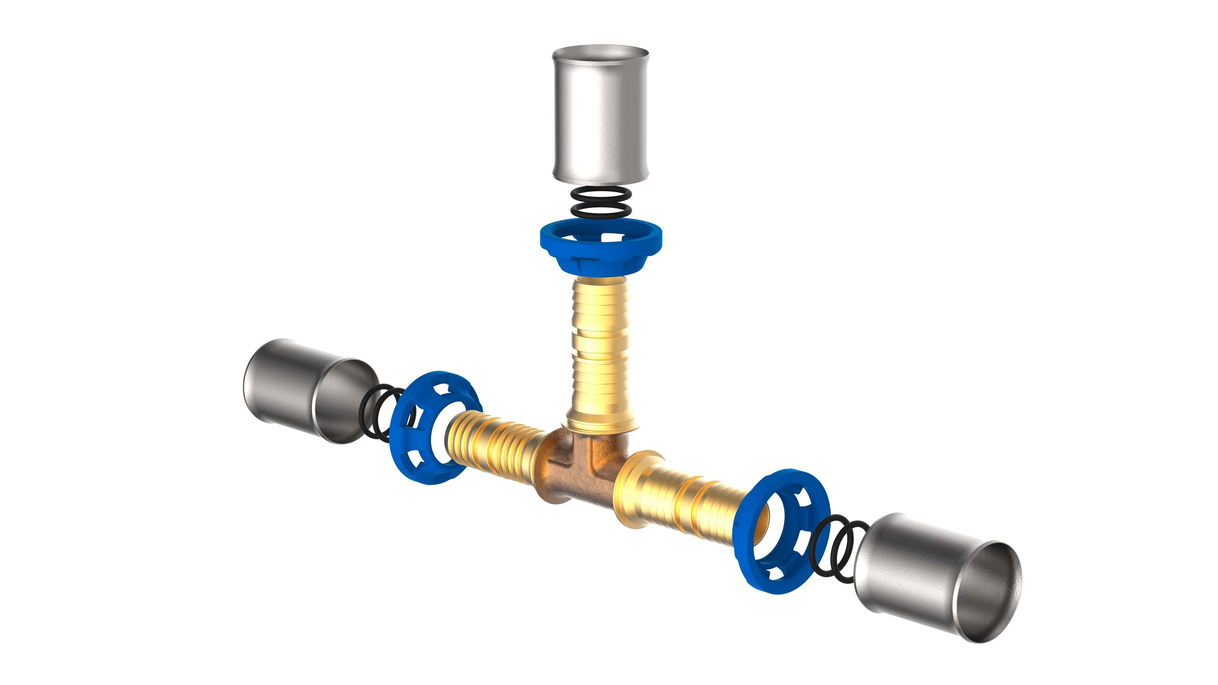 MS T-Stück, blank, 26 mm, Pressfitting für MSVR