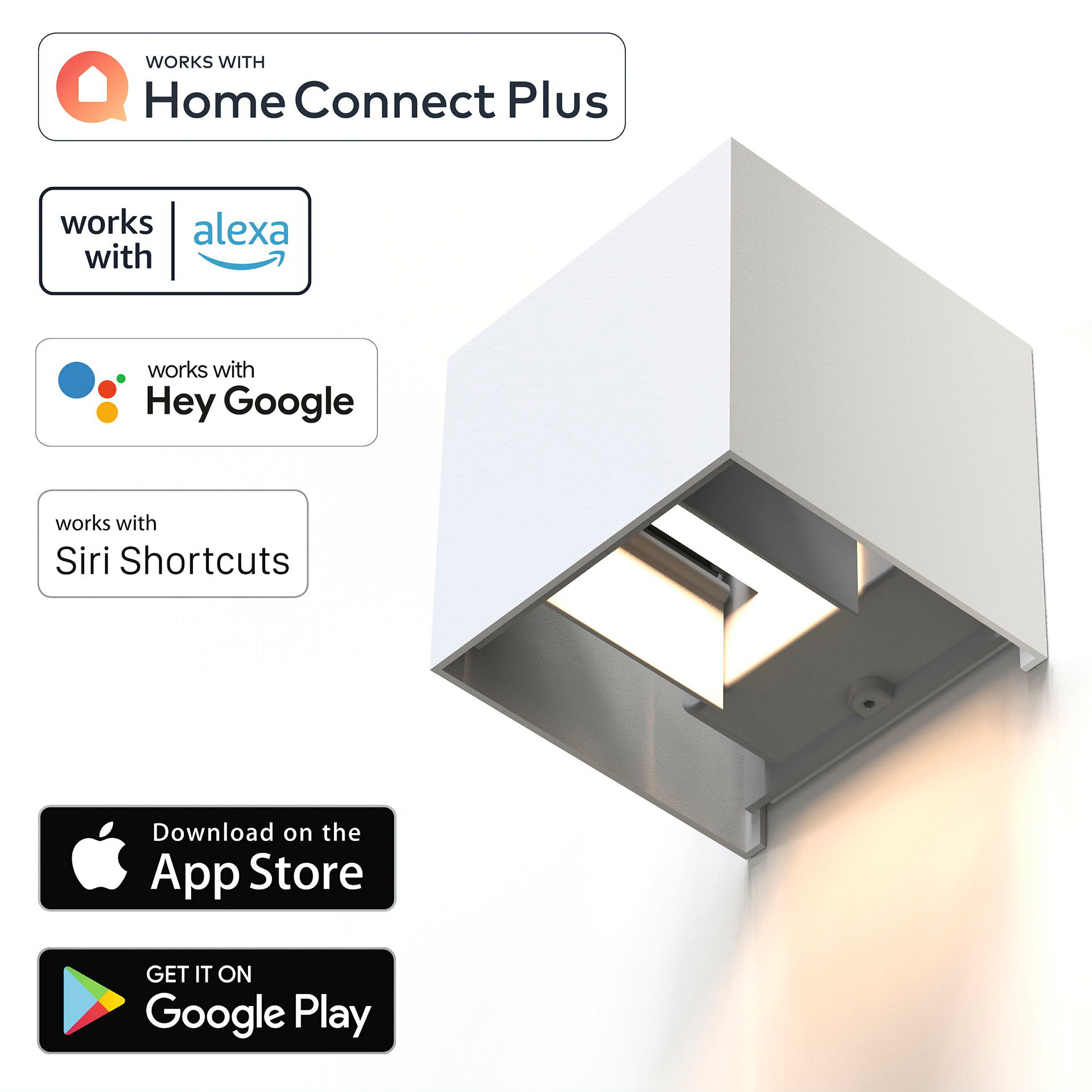 Hama LED Wandlampe für innen und außen, WLAN, App- u. Sprachsteuerung, Weiß