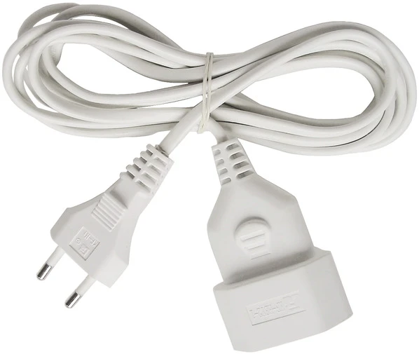 Verl.-Kabel 3m H03VVH2-F2x075 weiss Eurostecker und Eurokupplung