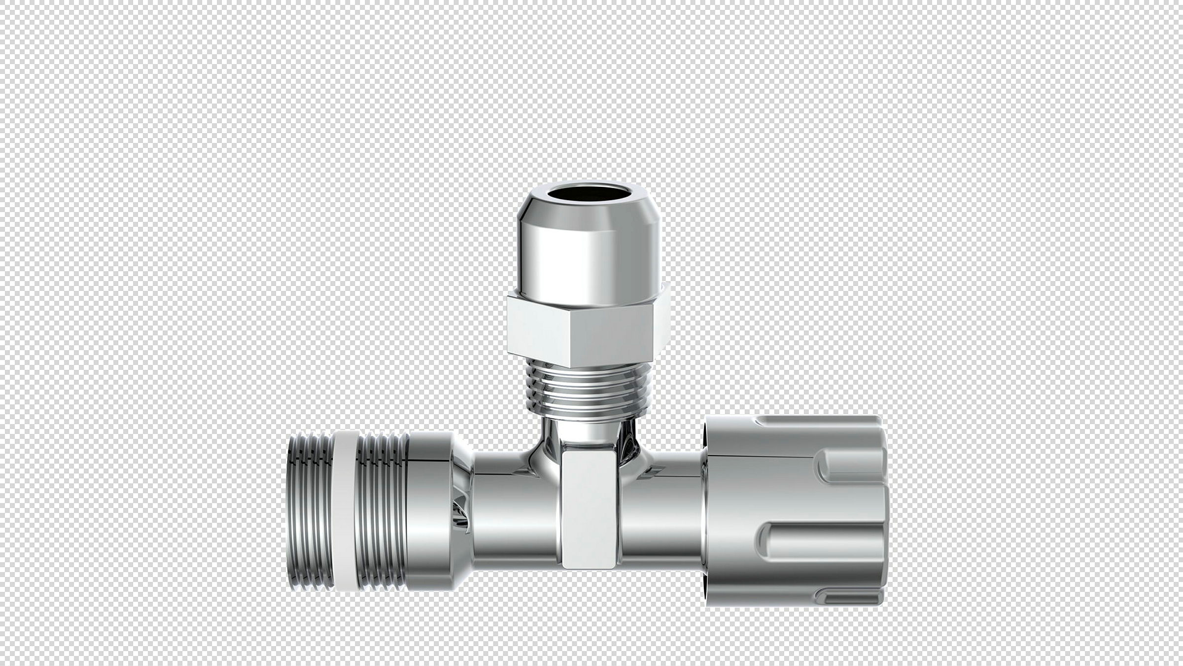 Eckventil, Chrom, 3/8''AG x 10 mmQ, mit Schubrosette, selbstdichtend