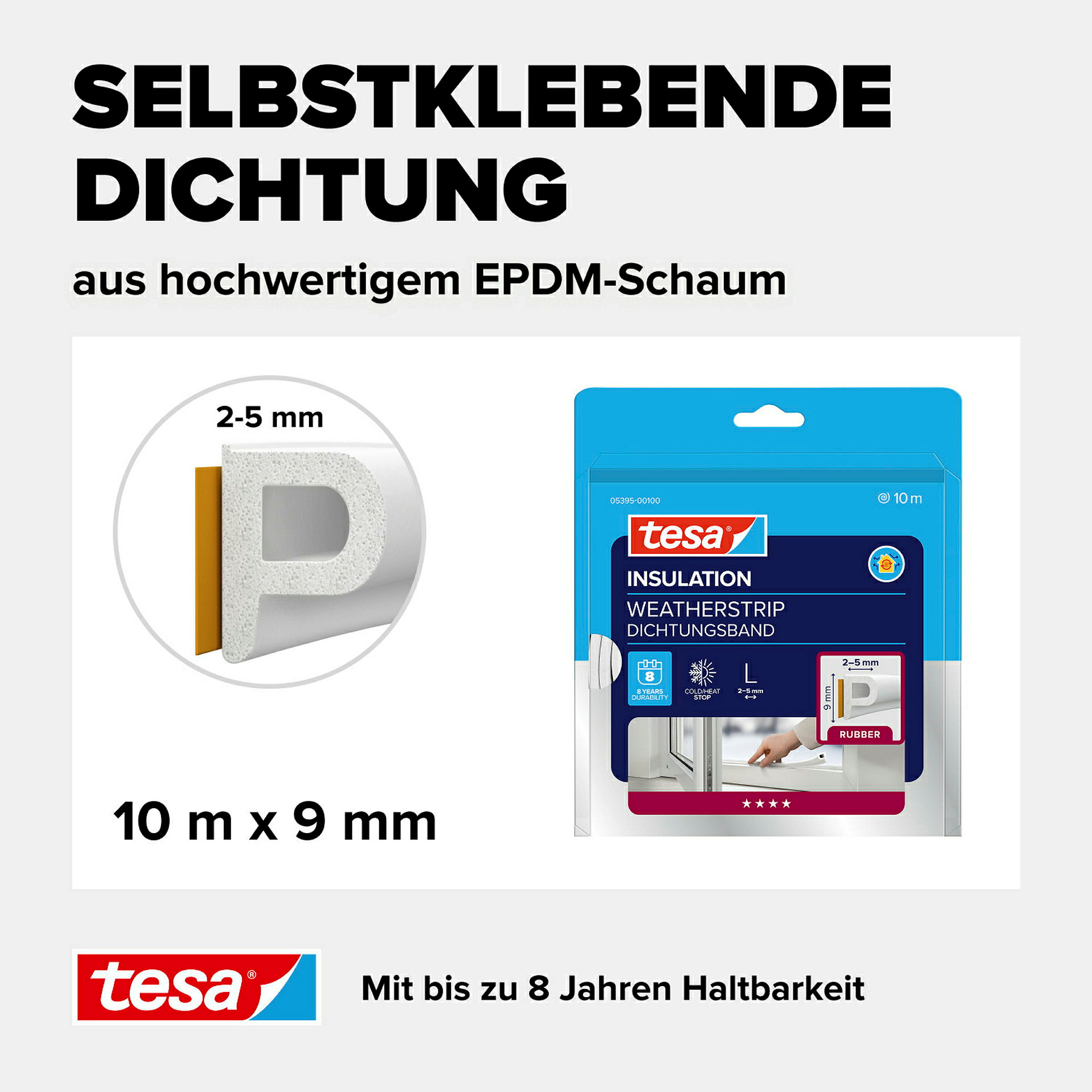 tesamoll® P-Profil weiß, für Spalten von 2-5mm