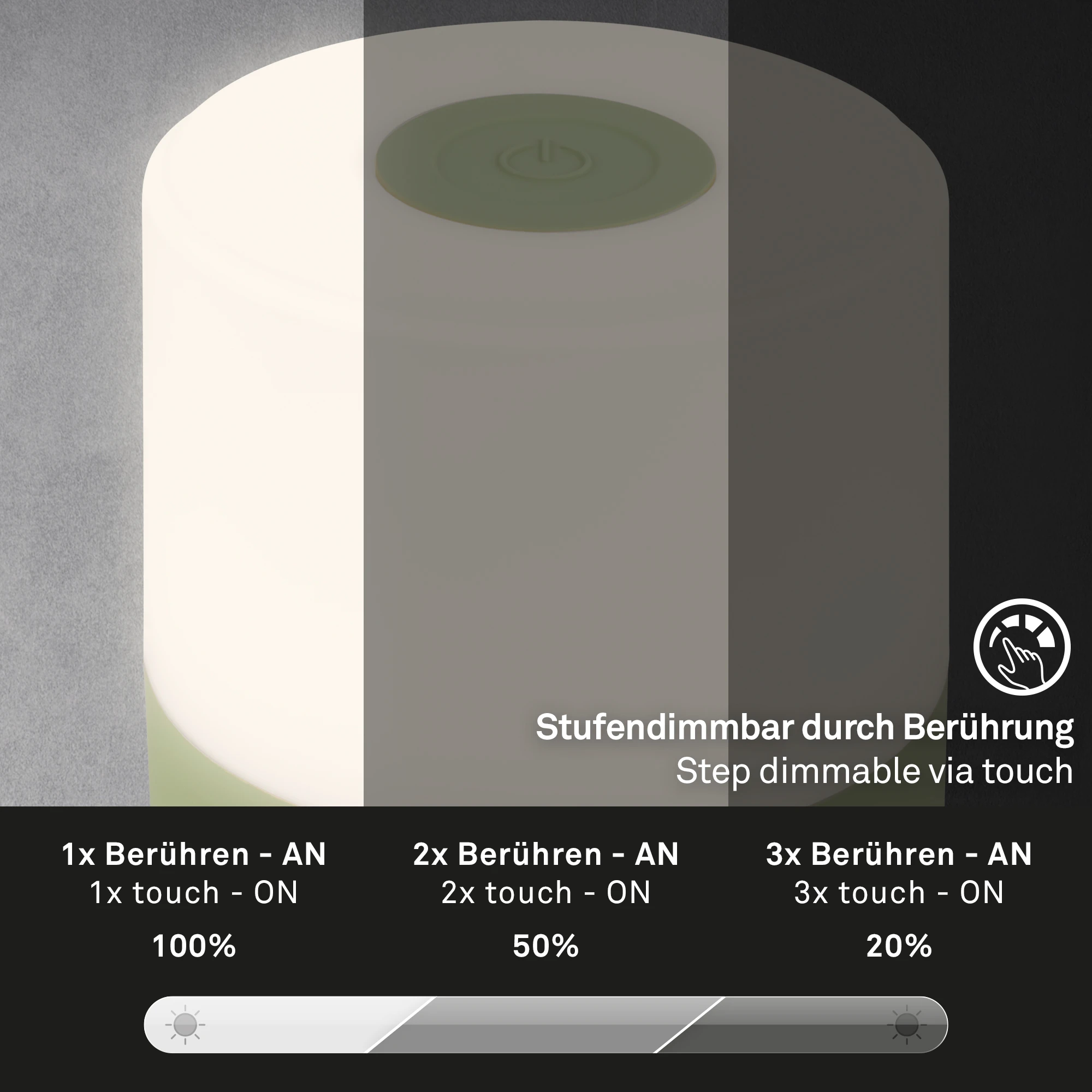 SMAL Akku LED Tischleuchte, Grün, 1xLED/2W