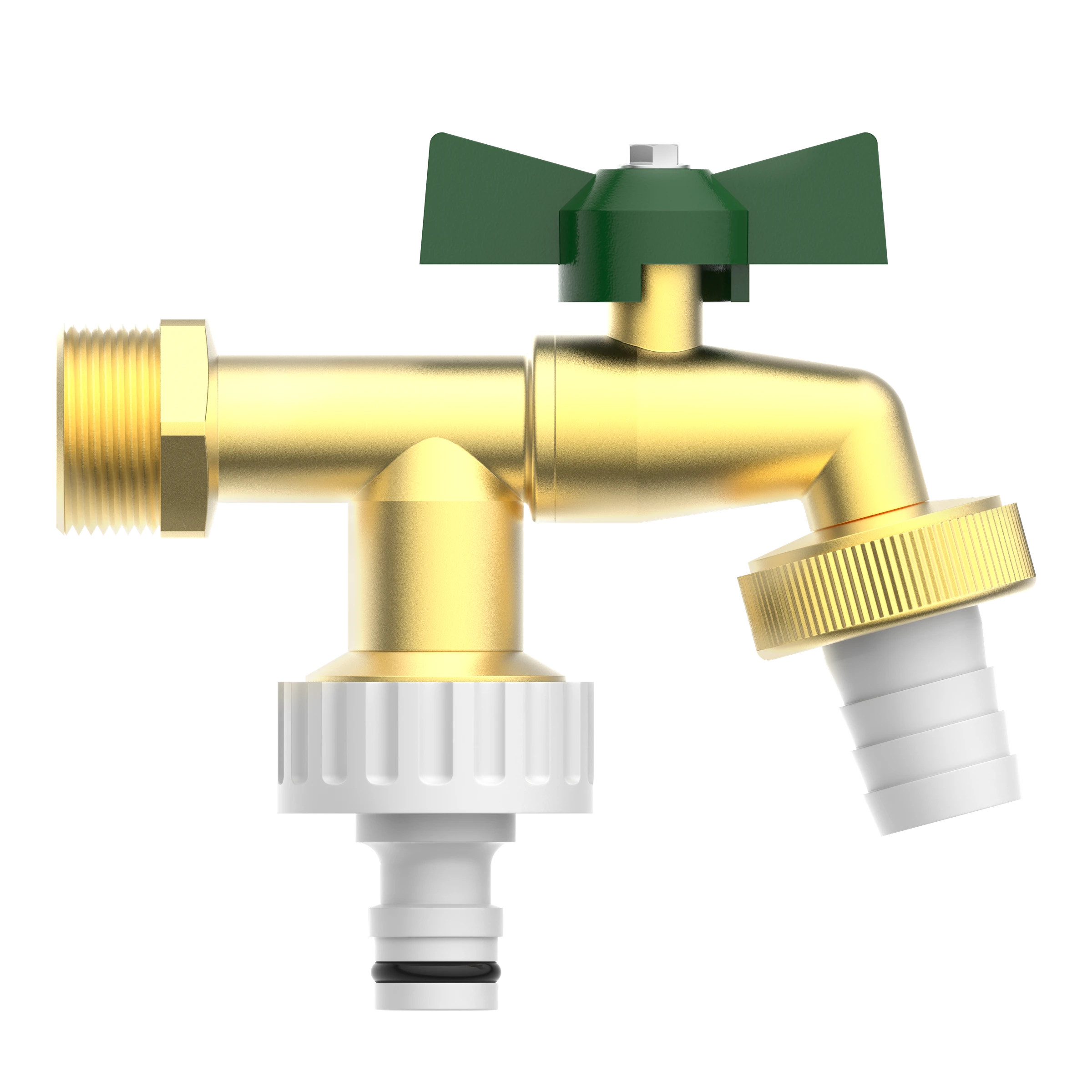 MS 2-Wege-Kugel-Auslaufventil, 3/4''AG x 1''AG x 3/4''AG