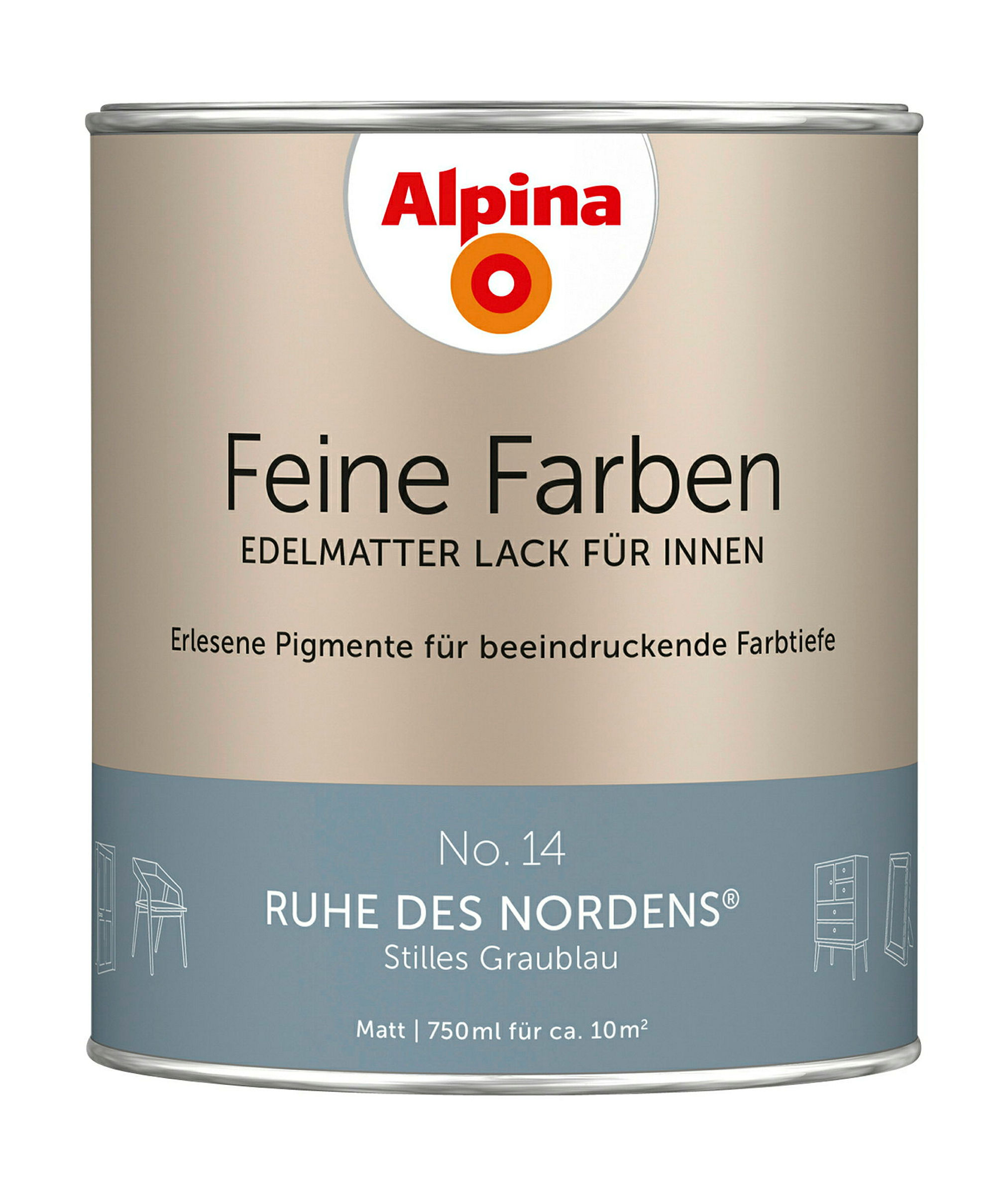 Alpina Feine Farben Lack No. 14 Ruhe des Nordens® edelmatt 750ml