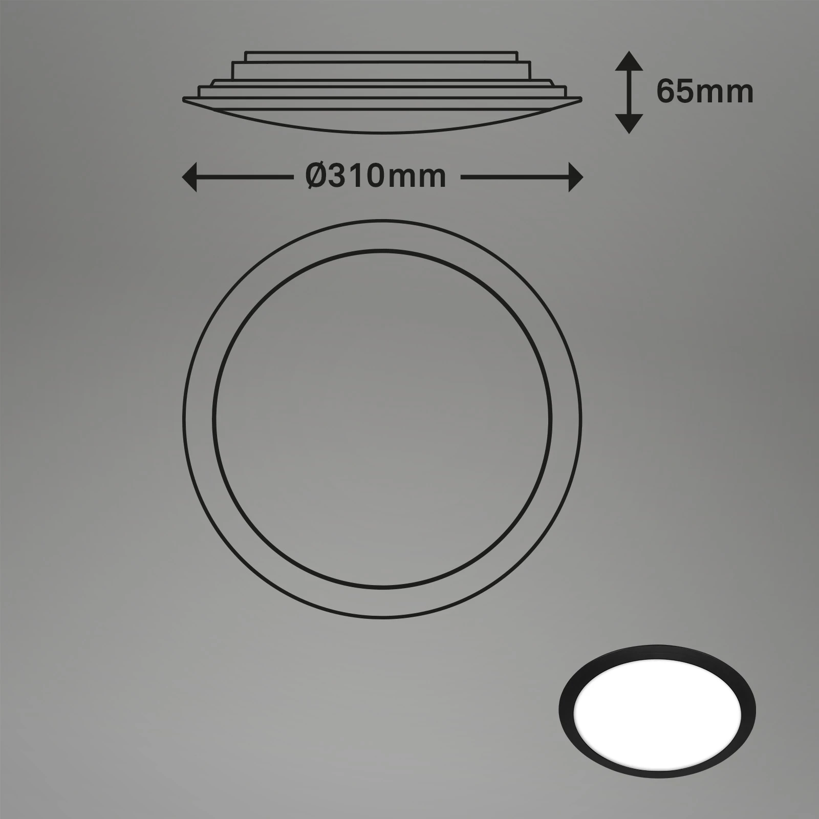LED Deckenleuchte, schwarz, IP44, 1xLED/12W