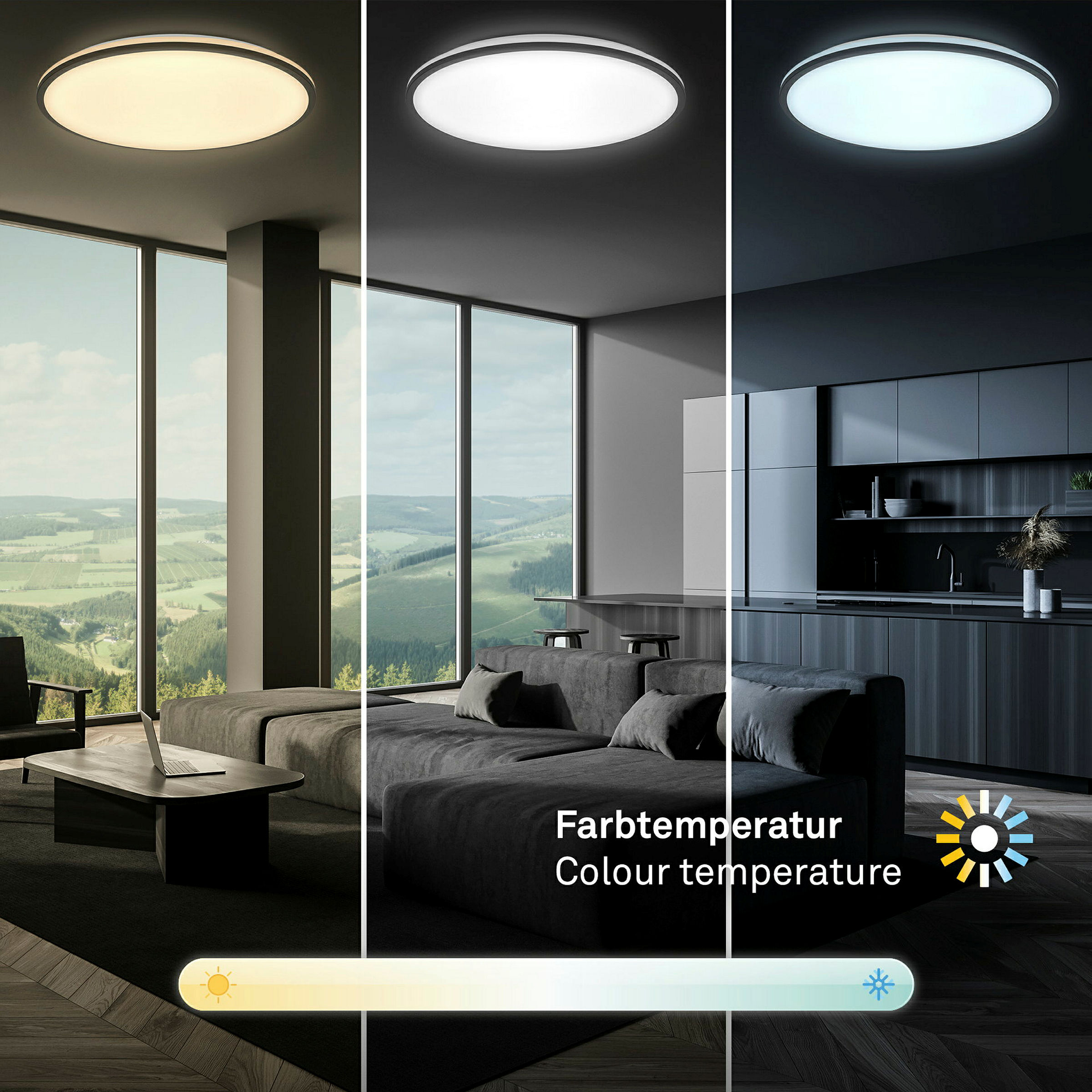 LANA CCT-LED Deckenleuchte, Schwarz, LED / 40W