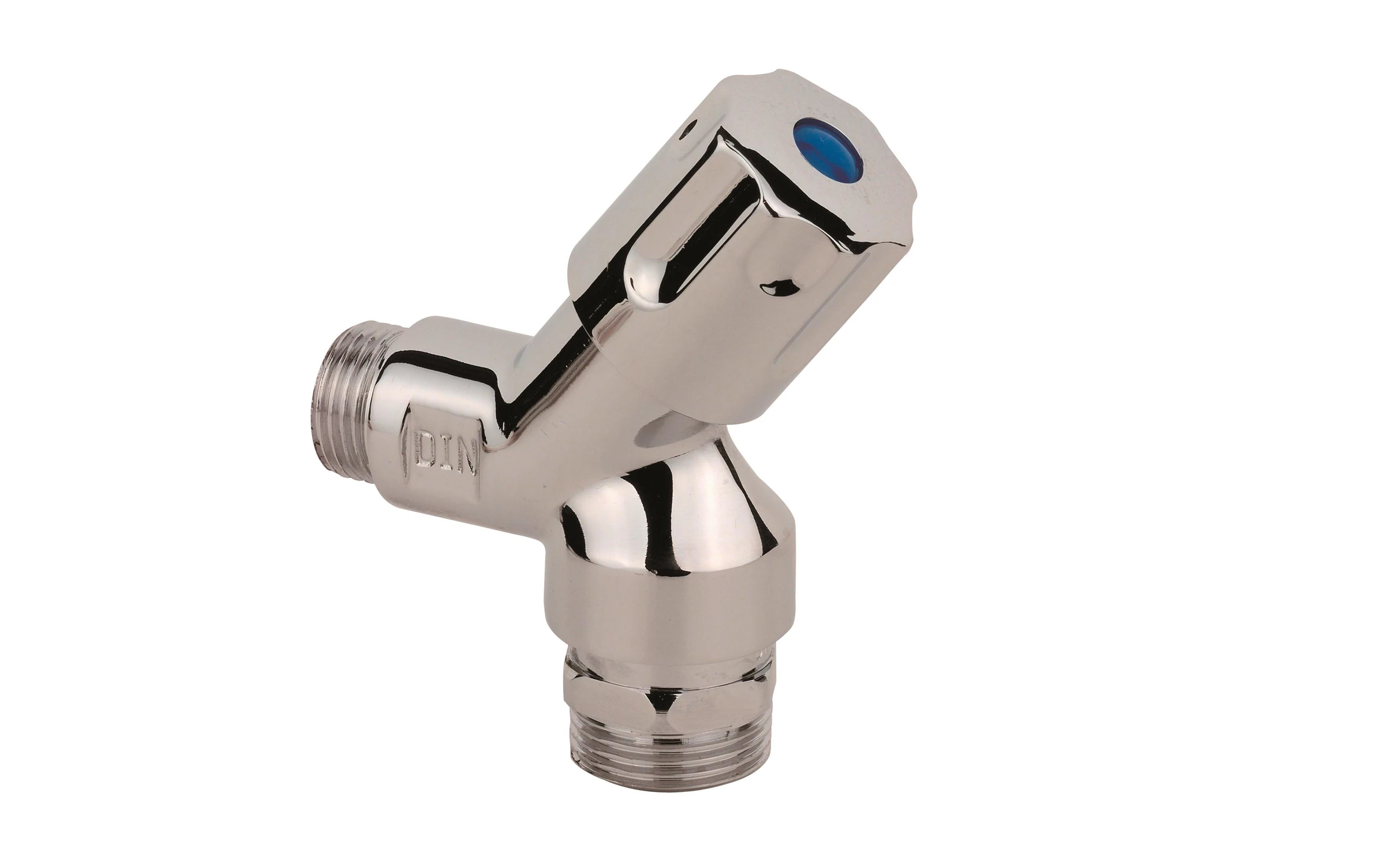 GA-Wandventil kurz, Chrom, 1/2''AG x 3/4''AG, mit Rückflussverhinderer und