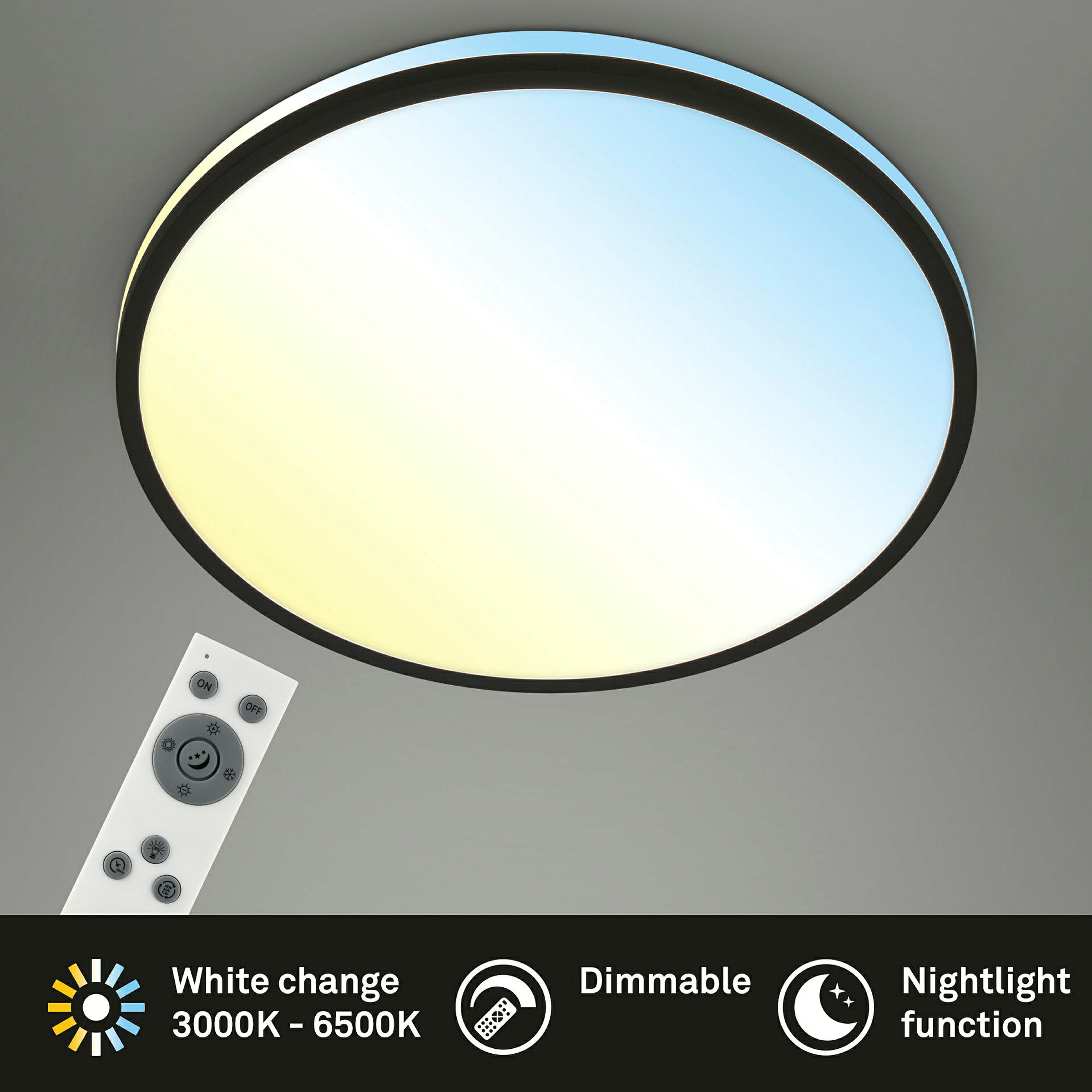 LANA CCT LED Deckenleuchte, Schwarz, LED / 22W