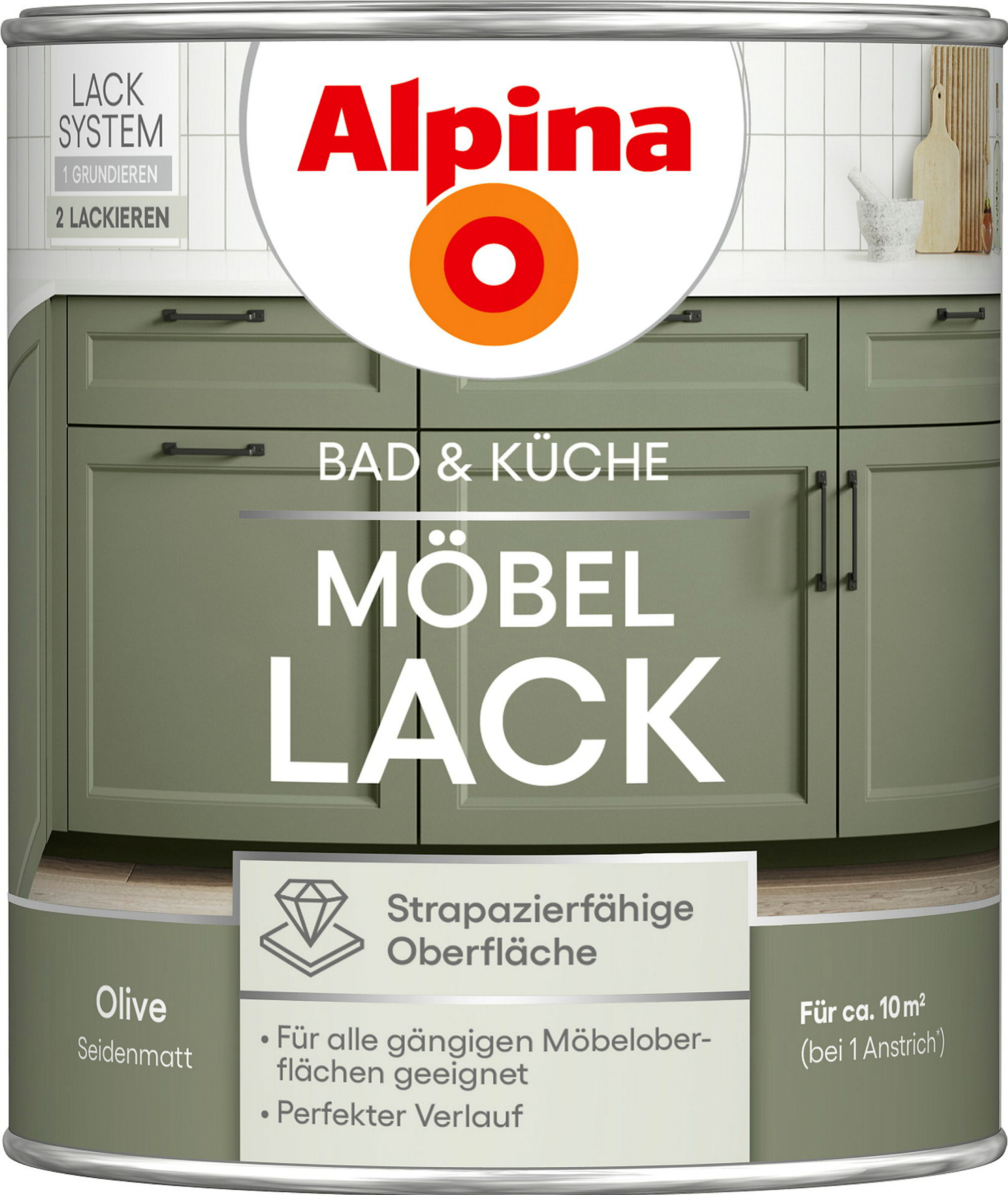 Alpina Bad & Küche Möbel-Lack Olive SM 0,75L