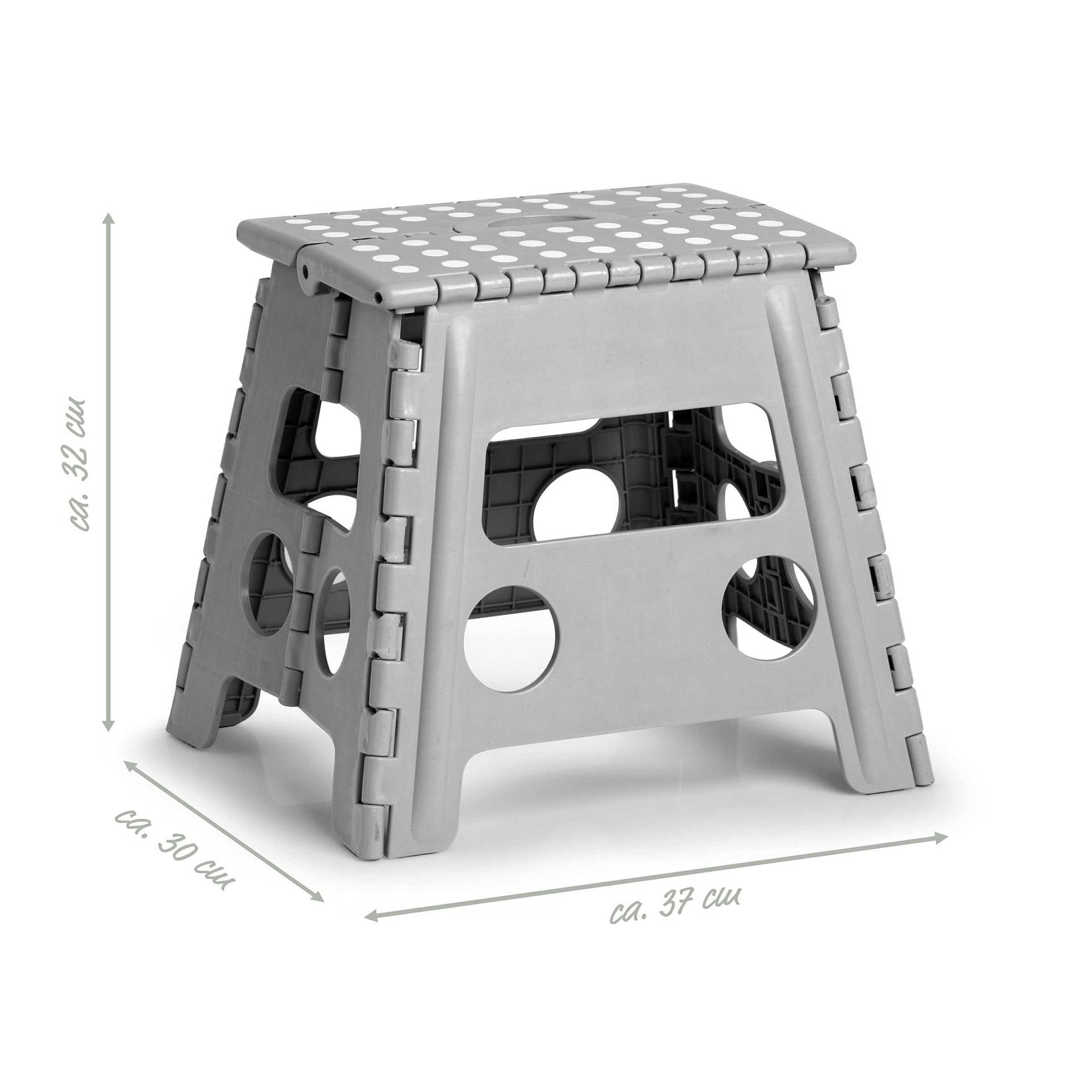 Klapphocker, Kunststoff, grau 37 x 30 x 32 cm, Belastbarkeit 150kg, TÜV Sic