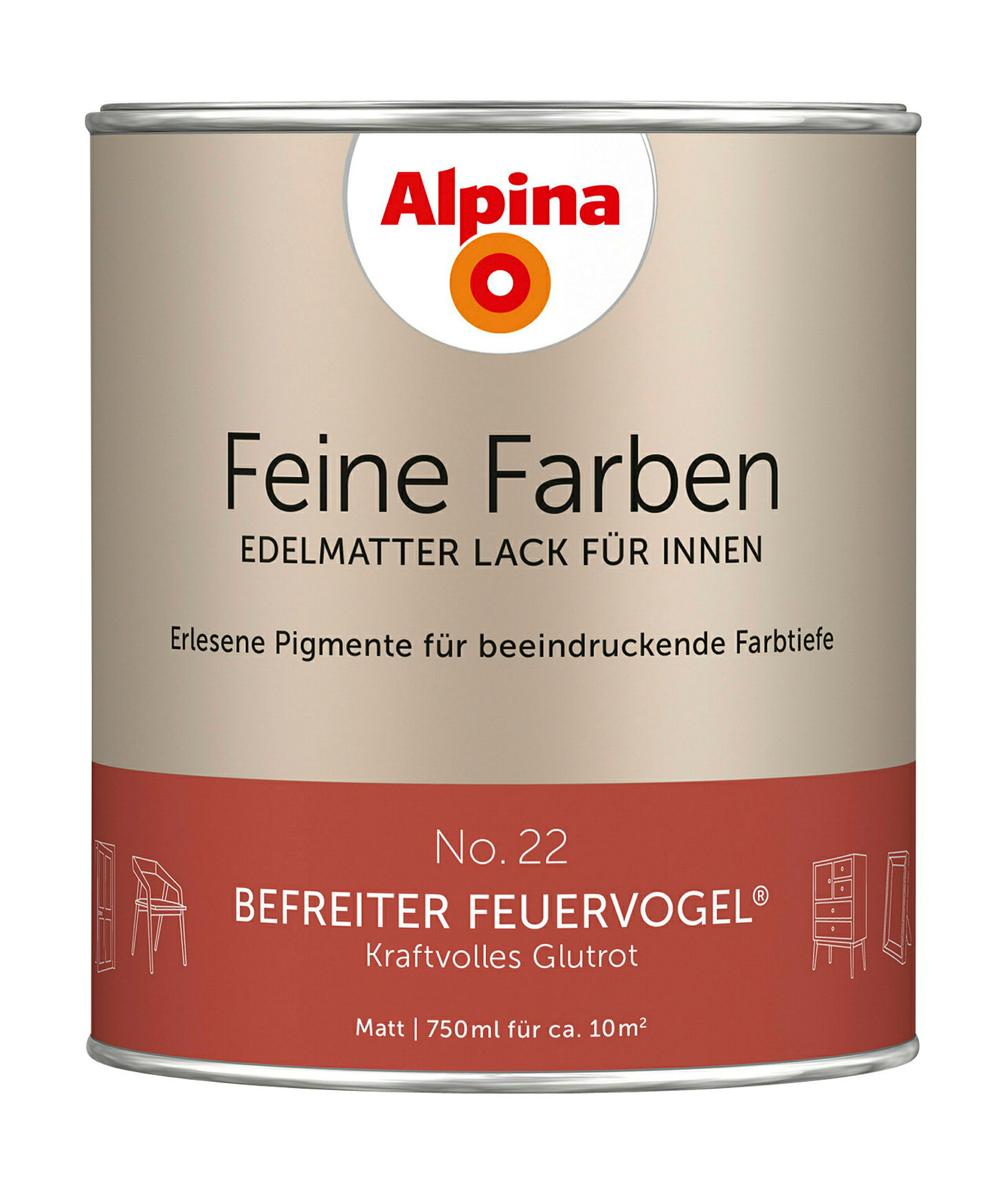 Alpina Feine Farben Lack No. 22 Befreiter Feuervogel® edelmatt 750ml