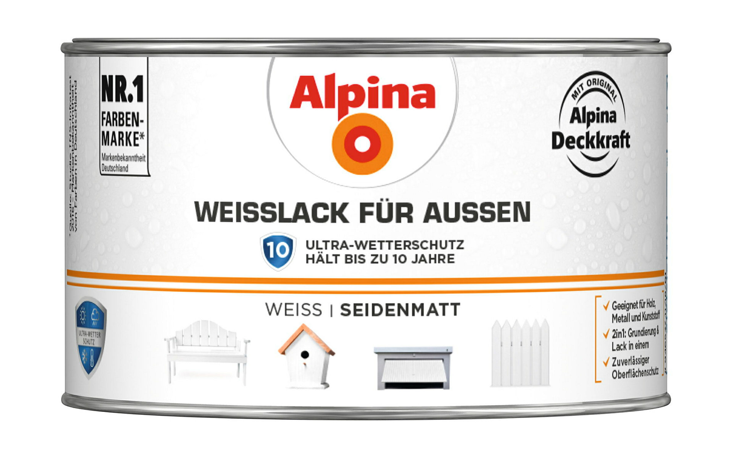 Alpina Weißlack für Außen 300ml seidenmatt
