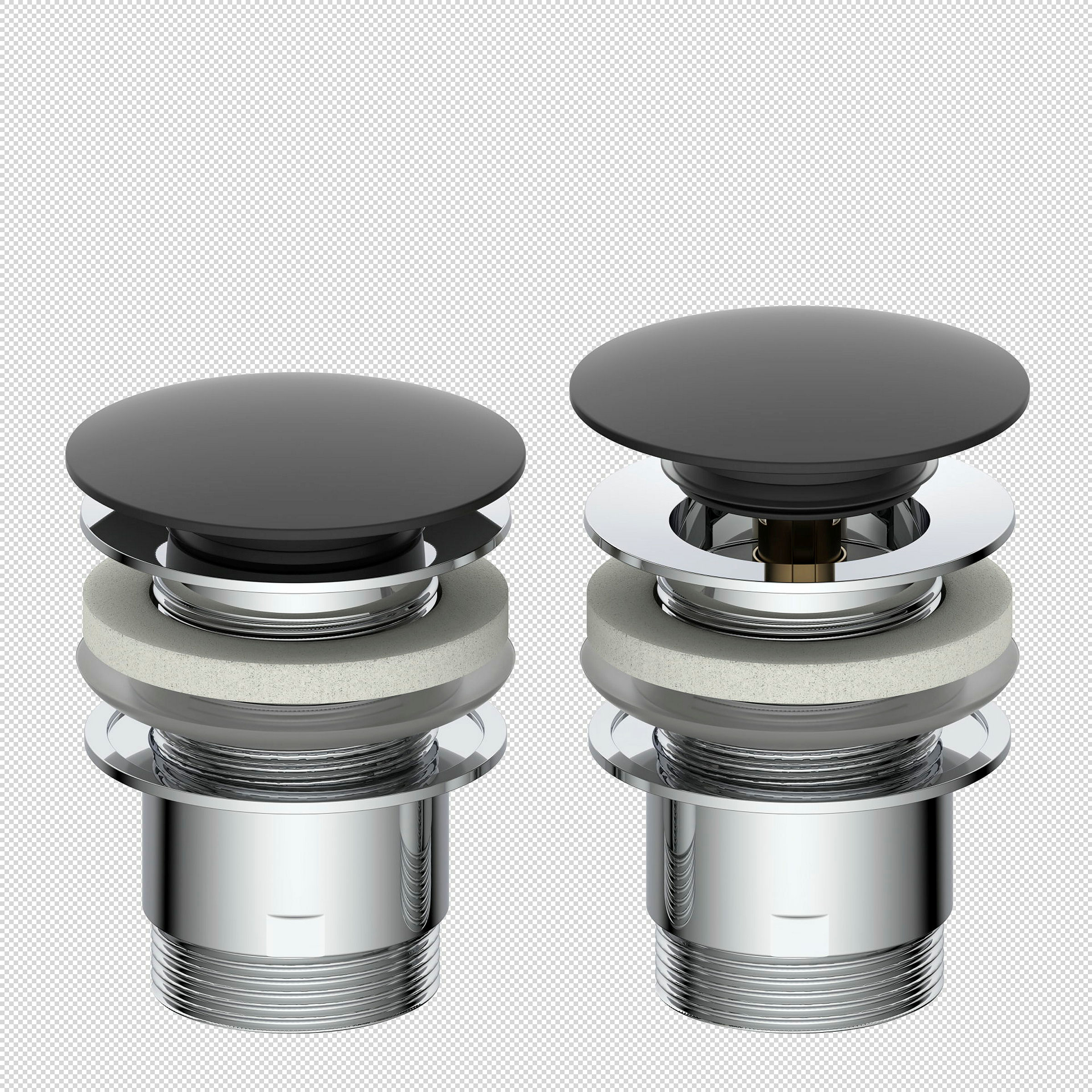 Design-Ablaufventil, Kappe Schwarz matt, 1 1/4'' x 65 mm, mit Überlauf