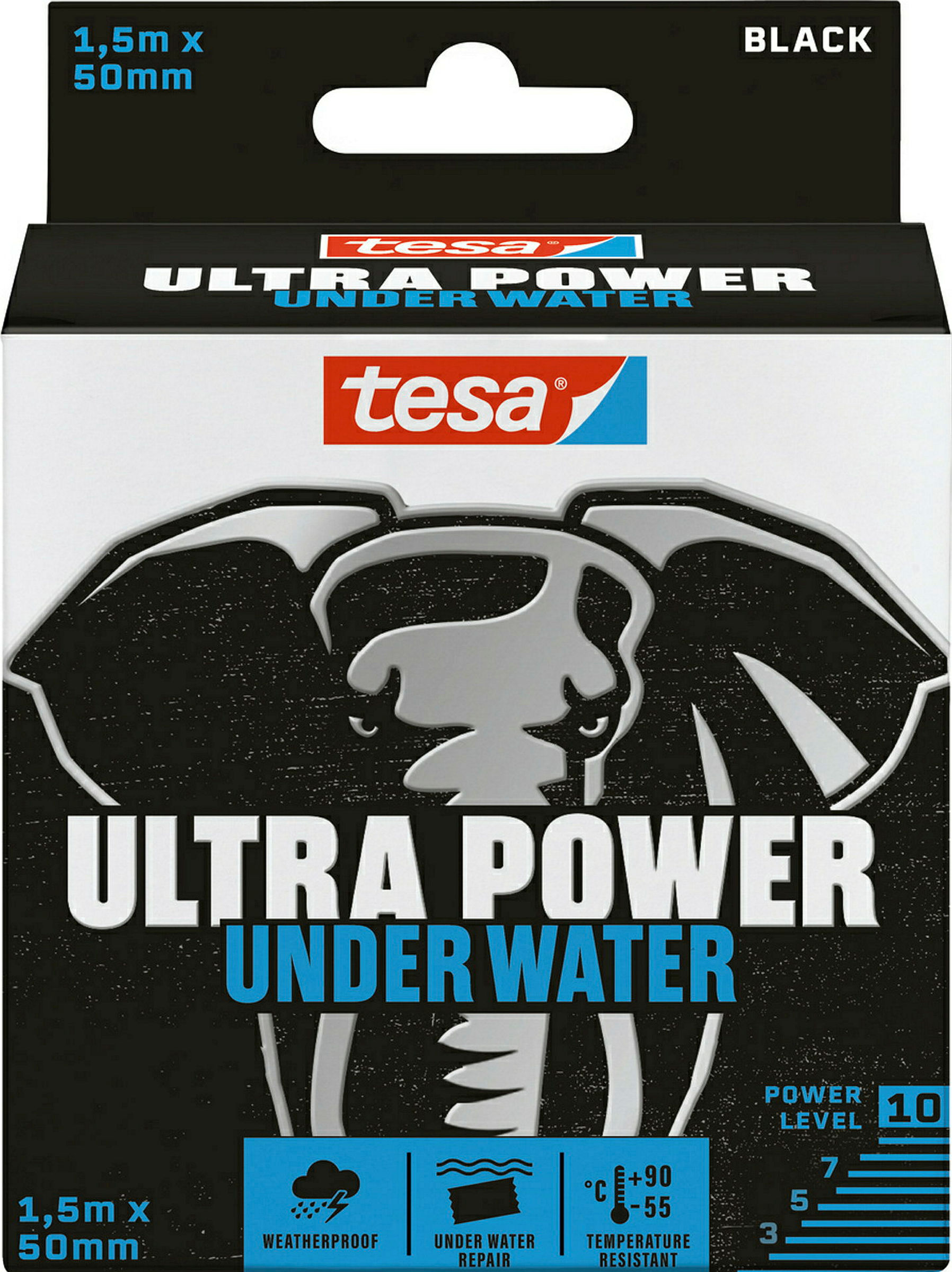 tesa® Ultra Power Unterwasser Reparaturband, 1,50 m x 50 mm, schwarz