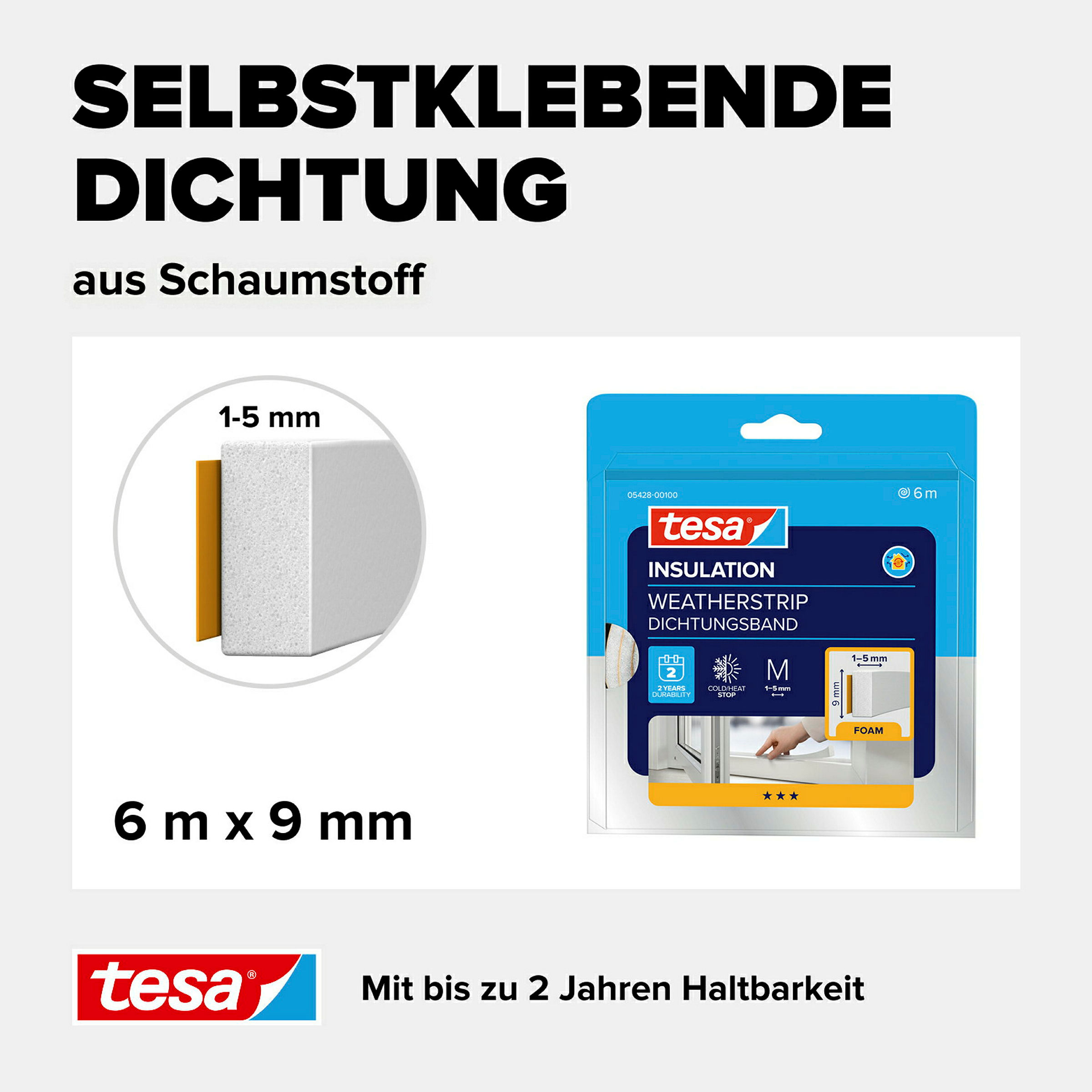 tesamoll® Universal Schaumstoff, weiß, für Spalten von 1-5mm