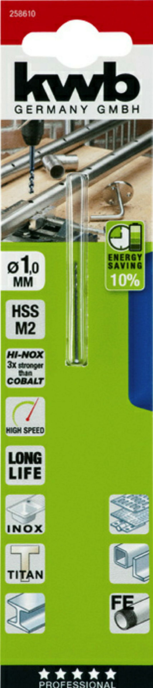 HI-NOX HSS M2 Metallbohrer, ø 1.0 mm