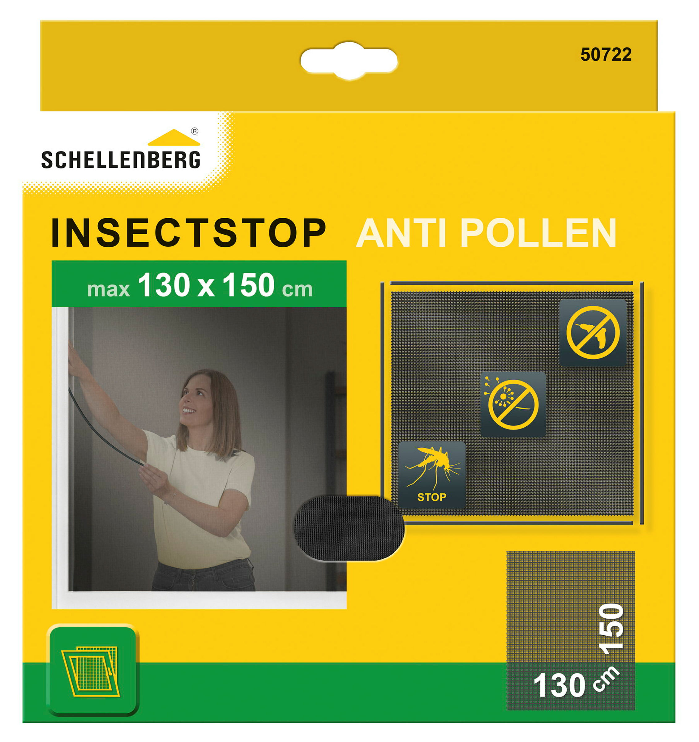 Schellenberg Pollen-Fliegengitter-Set, 130 x 150 cm, anthrazit