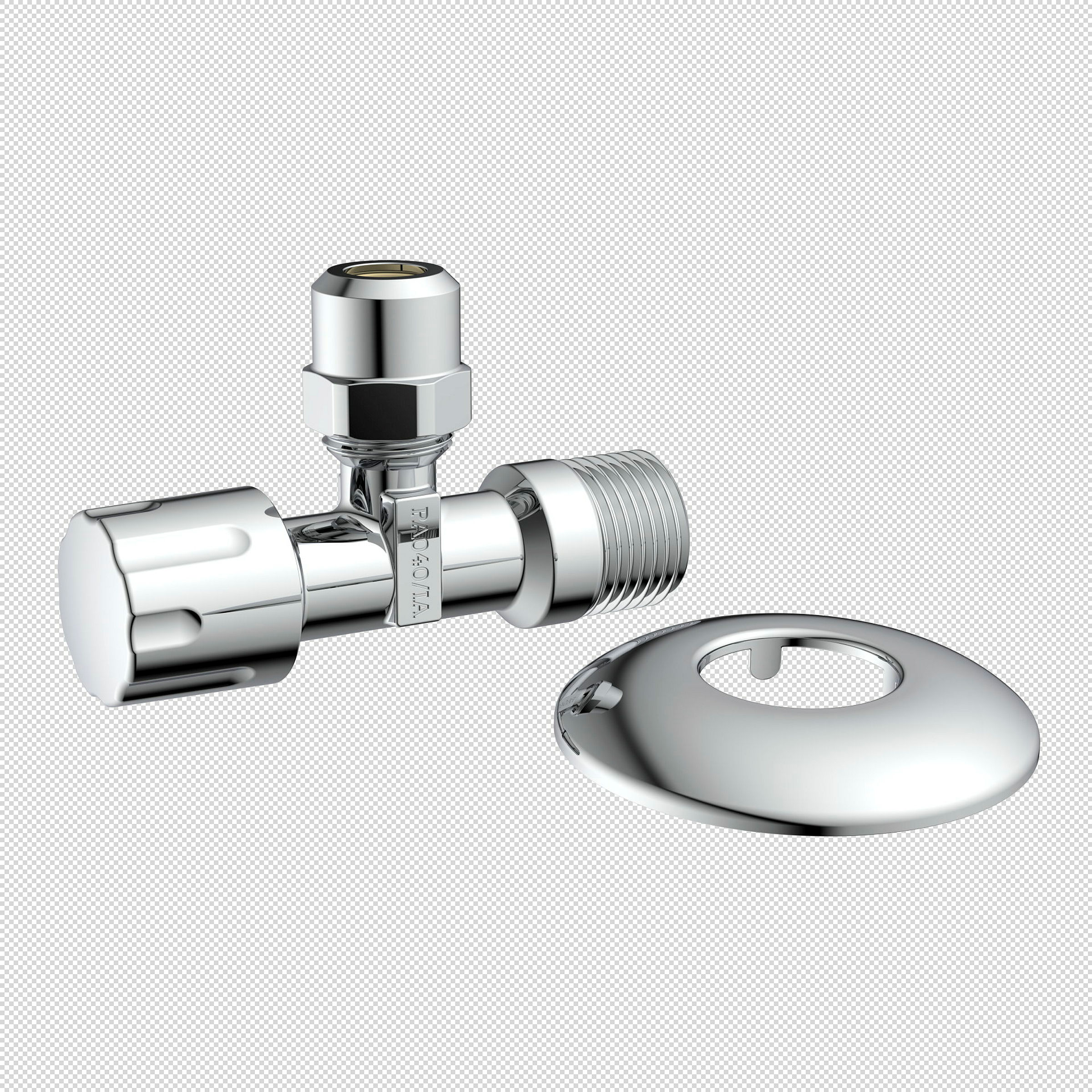 Eckventil, Chrom, 1/2''AG x 3/8''AG x 10 mmQ, mit Schubrosette
