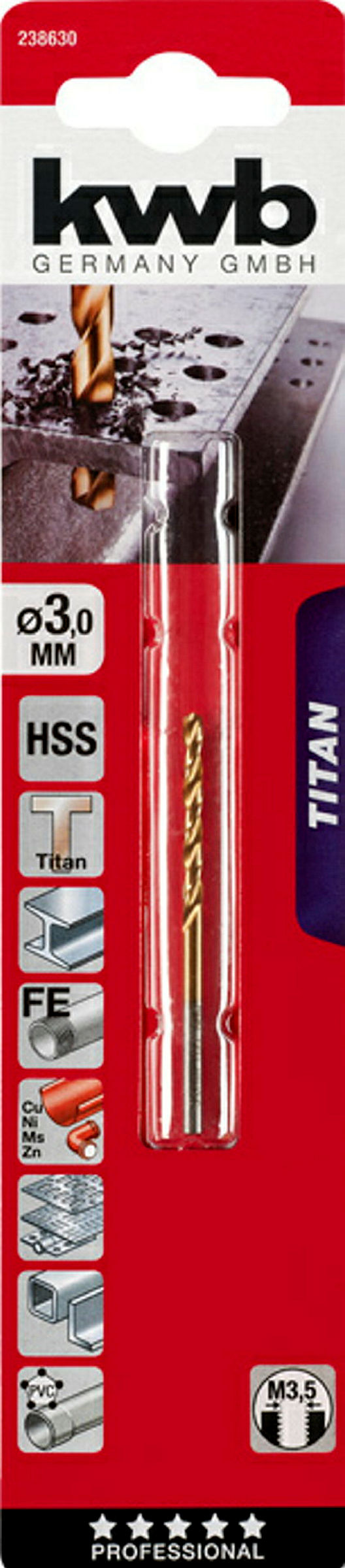 TITAN HSS Spiralbohrer, ø 3.0 mm
