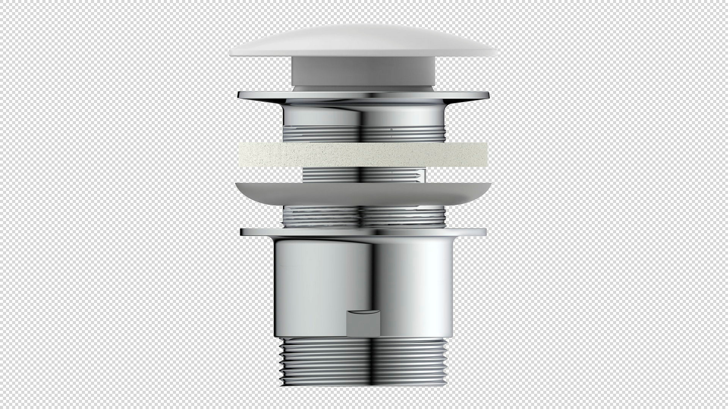 Design-Ablaufventil, Kappe Weiß, 1 1/4 x 65 mm, mit Überlauf