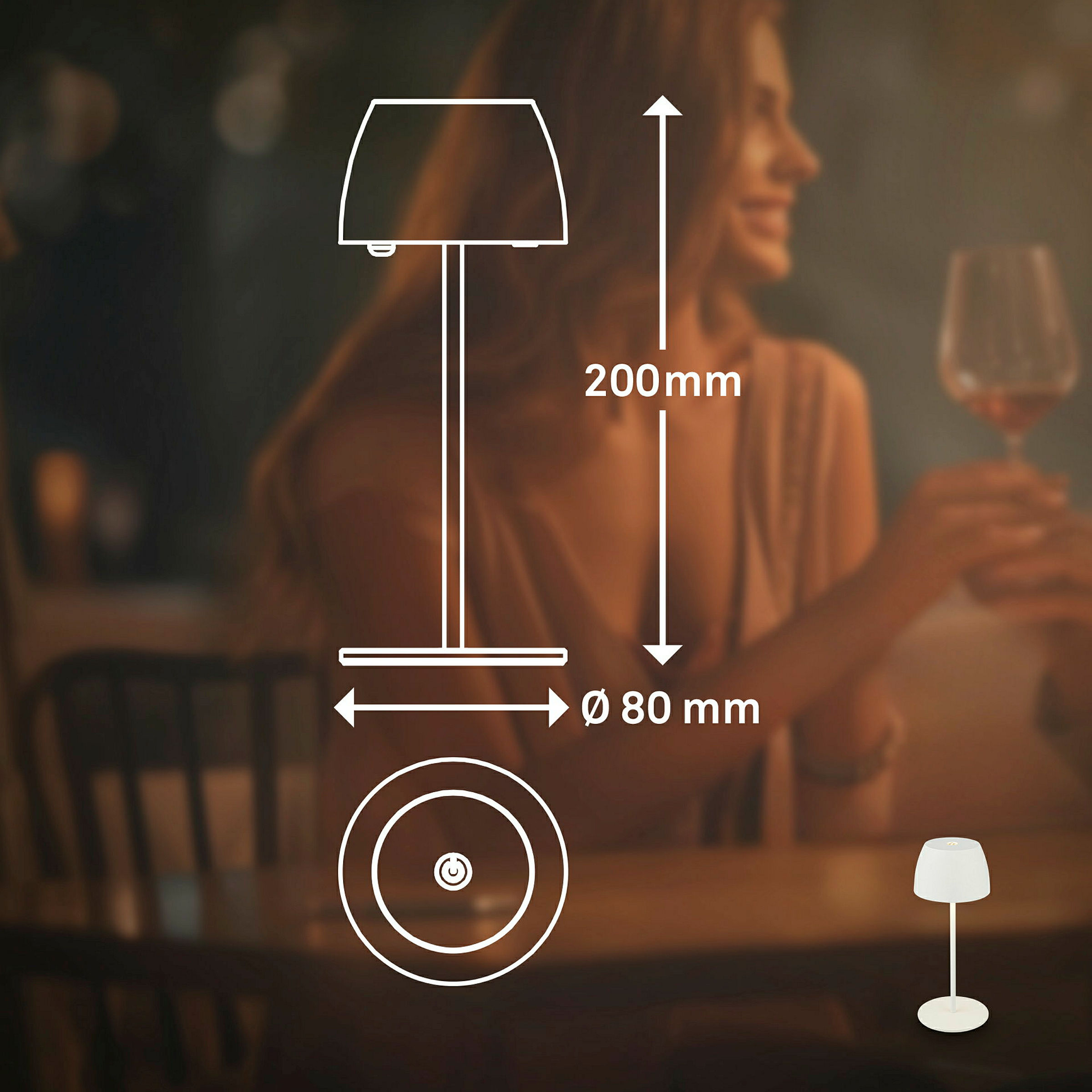 SERINA MINI Akku LED Tischleuchte - Mini; Touch, Weiß