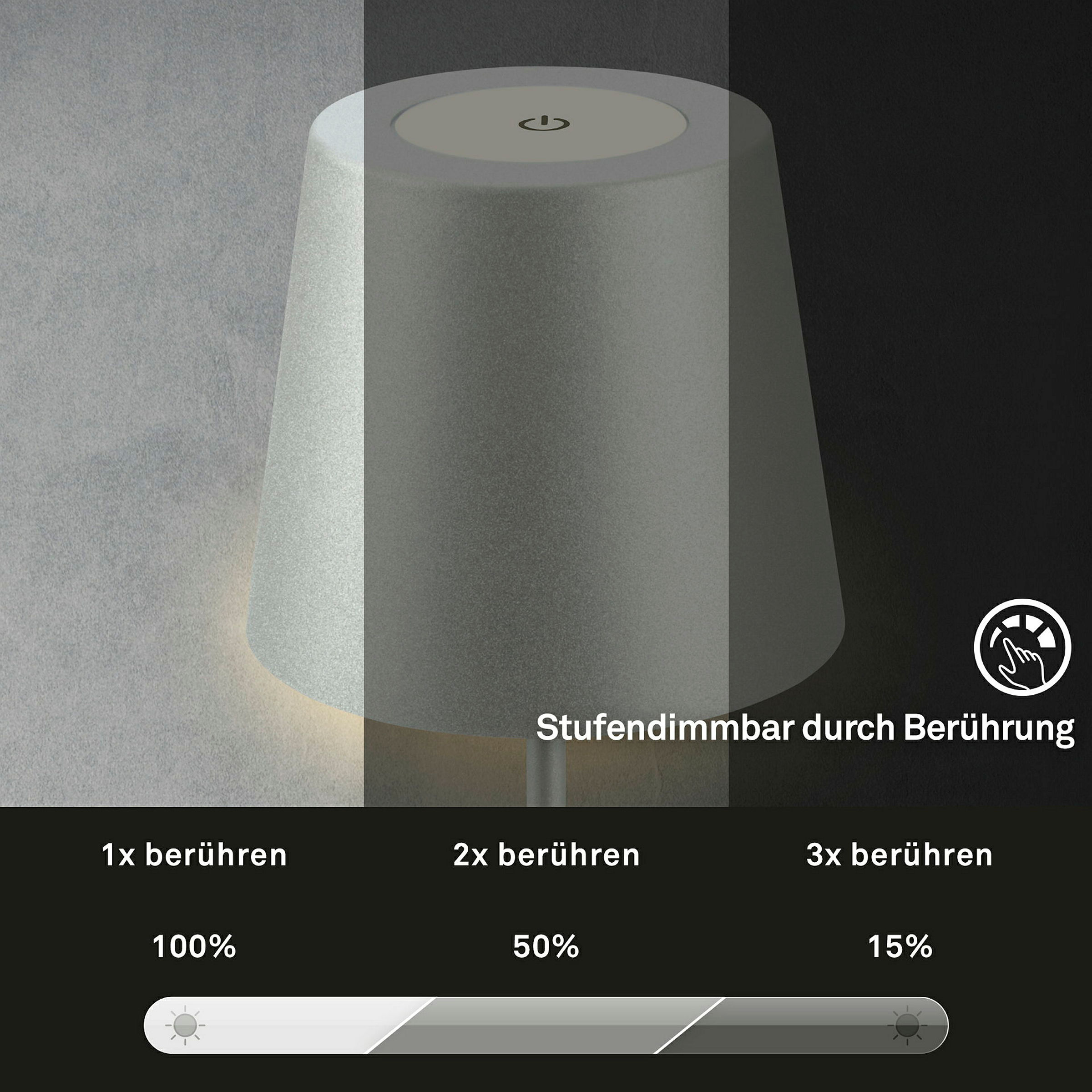 KIKI LED Akku Tischleuchte, IP44, 2,5W, Chrom matt
