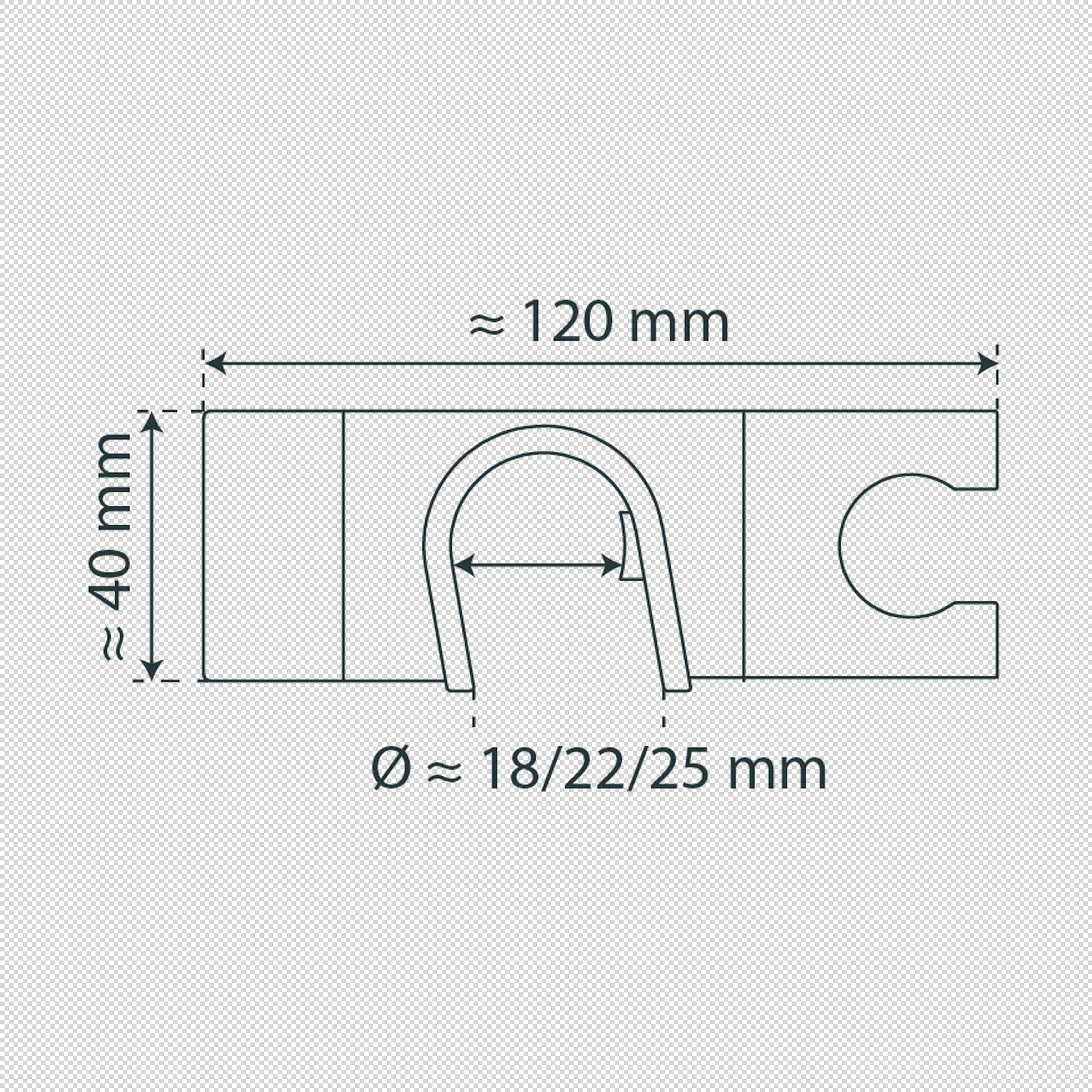 Brausehalter DN 18/22/25 mm, Chrom, für Brausestange