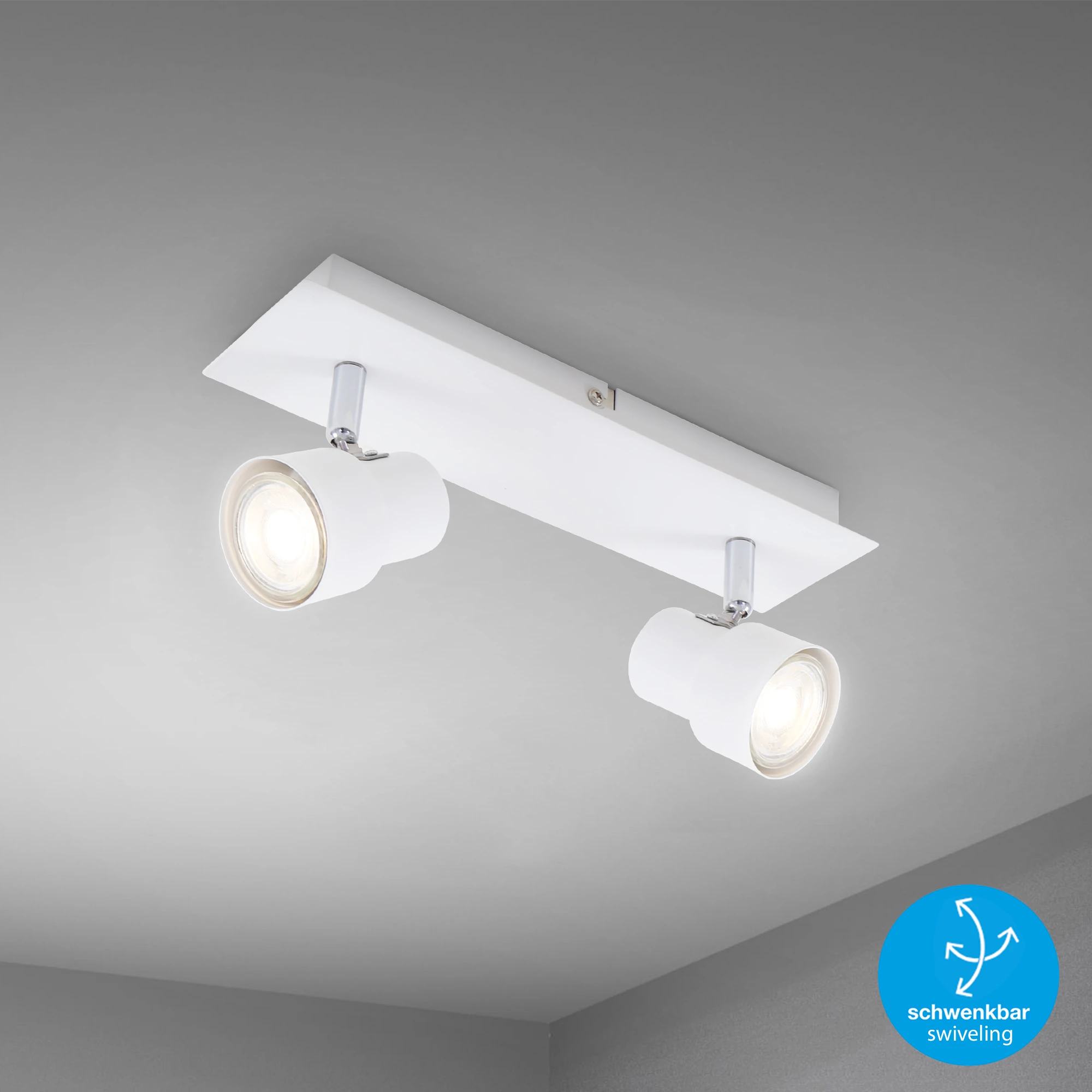 LED Deckenleuchte, weiß, 2xLED/GU10/4,9W