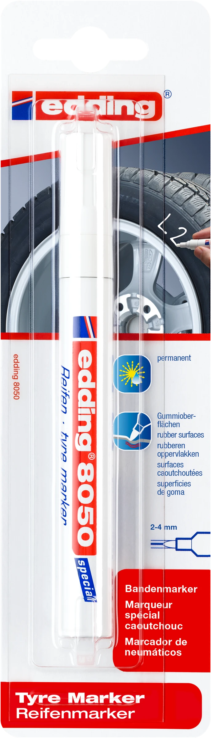 edding 8050 Reifenmarker 1er-Blister weiß