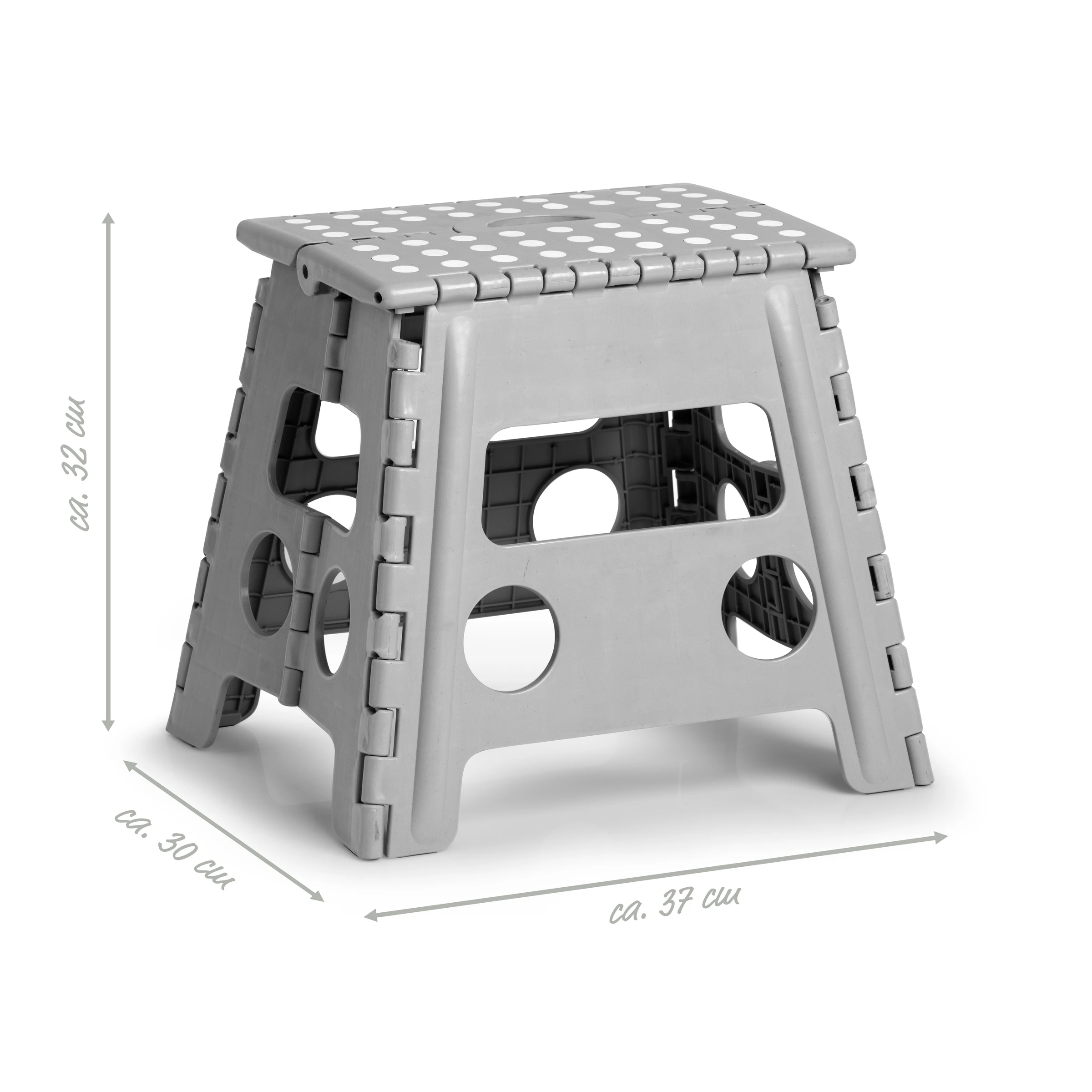 Klapphocker, Kunststoff, grau 37 x 30 x 32 cm, Belastbarkeit 150kg, TÜV Sic