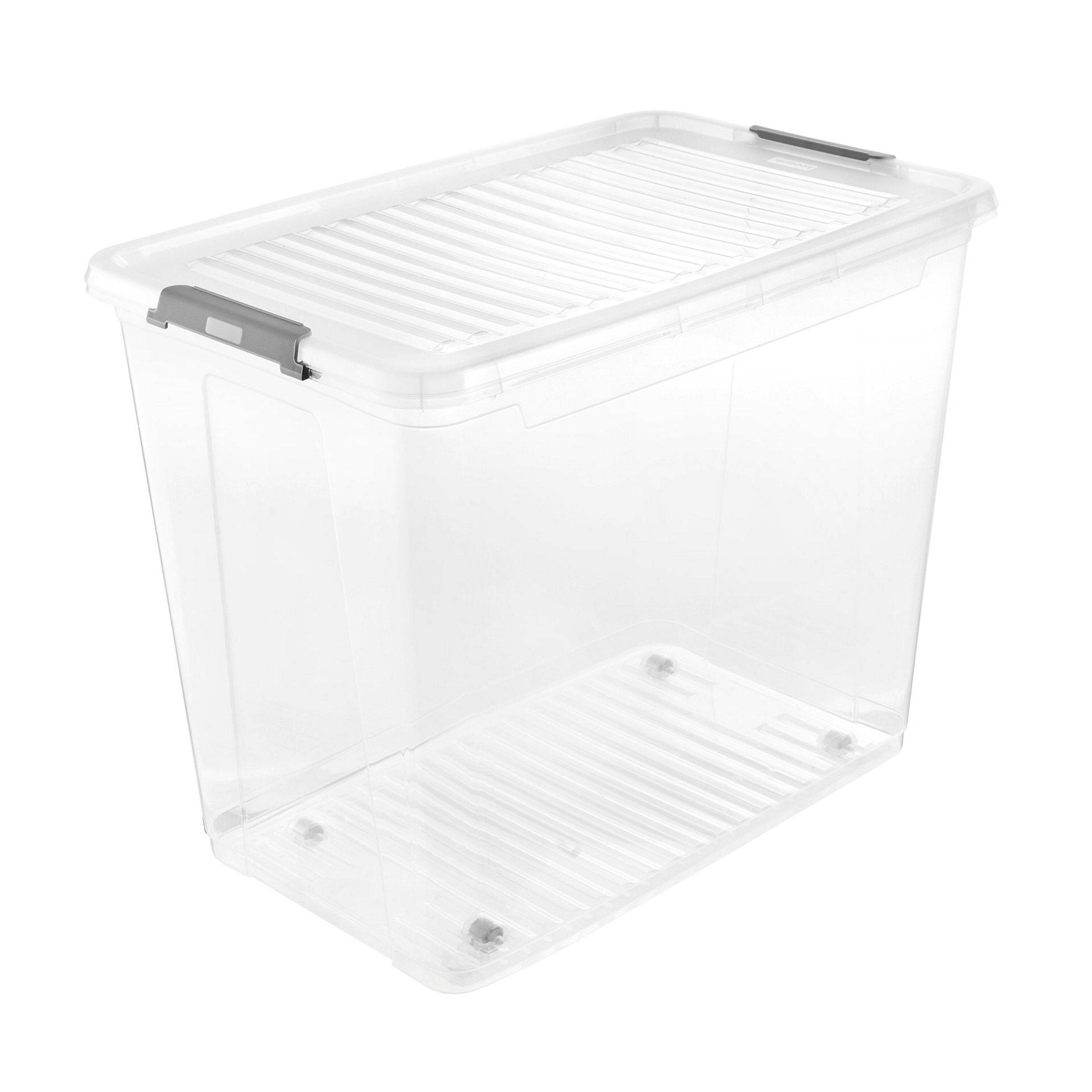 keeeper Clipbox mit Deckel und Rollen, 74 L, 59 x 38 x 47 cm, leo, Transp.