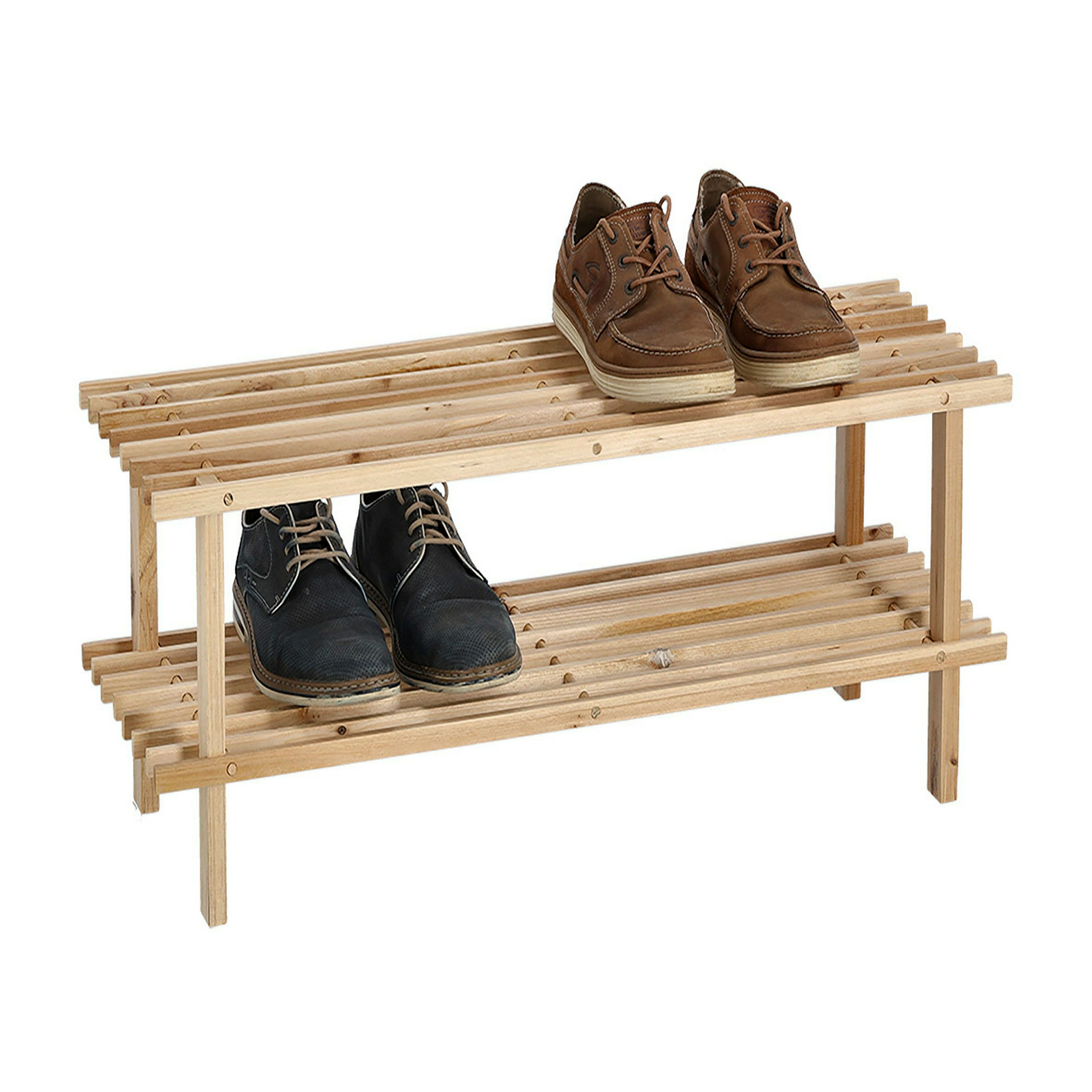 Schuhbank Kiefer, 2 Ablagen 80x26x30 cm