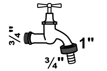 MS Auslaufventil Knebelgriff, Chrom matt, 3/4''AG x 1''AG x 3/4''T
