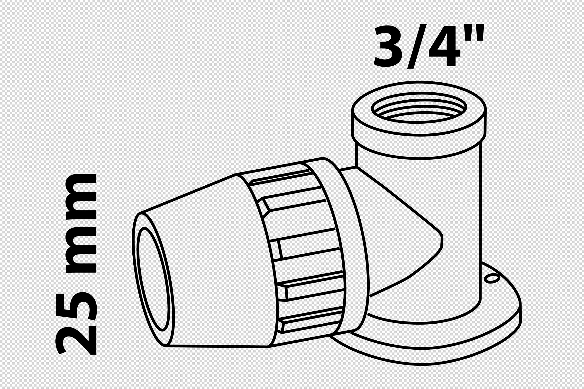 PP Wandscheibe, 25 mm x 3/4''IG, Klemmfitting für HDPE, DVGW zertifiziert