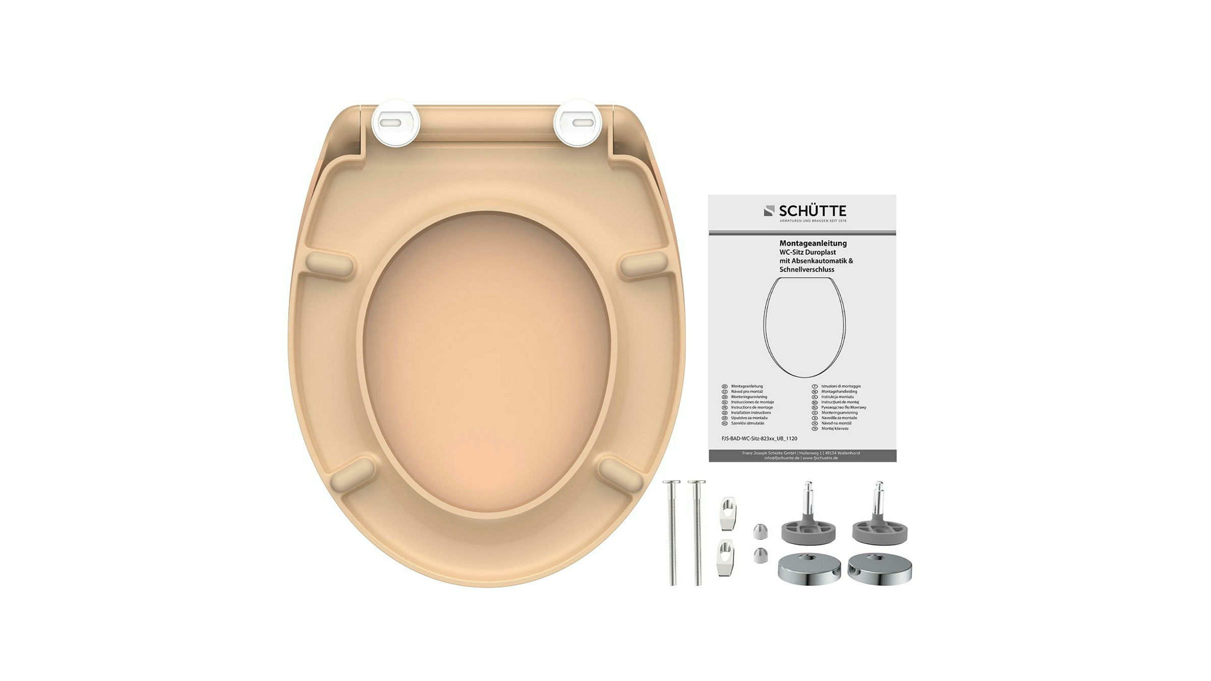Duroplast WC-Sitz BEIGE, mit Absenkautomatik und Schnellverschluss