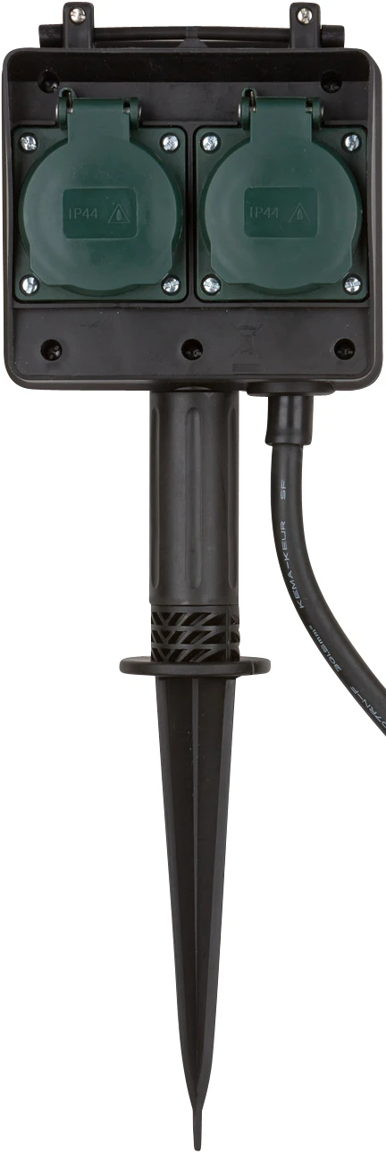 Gartensteckdose mit Erdspiess 4-Fach 10m Kabel H07RN-F3G15