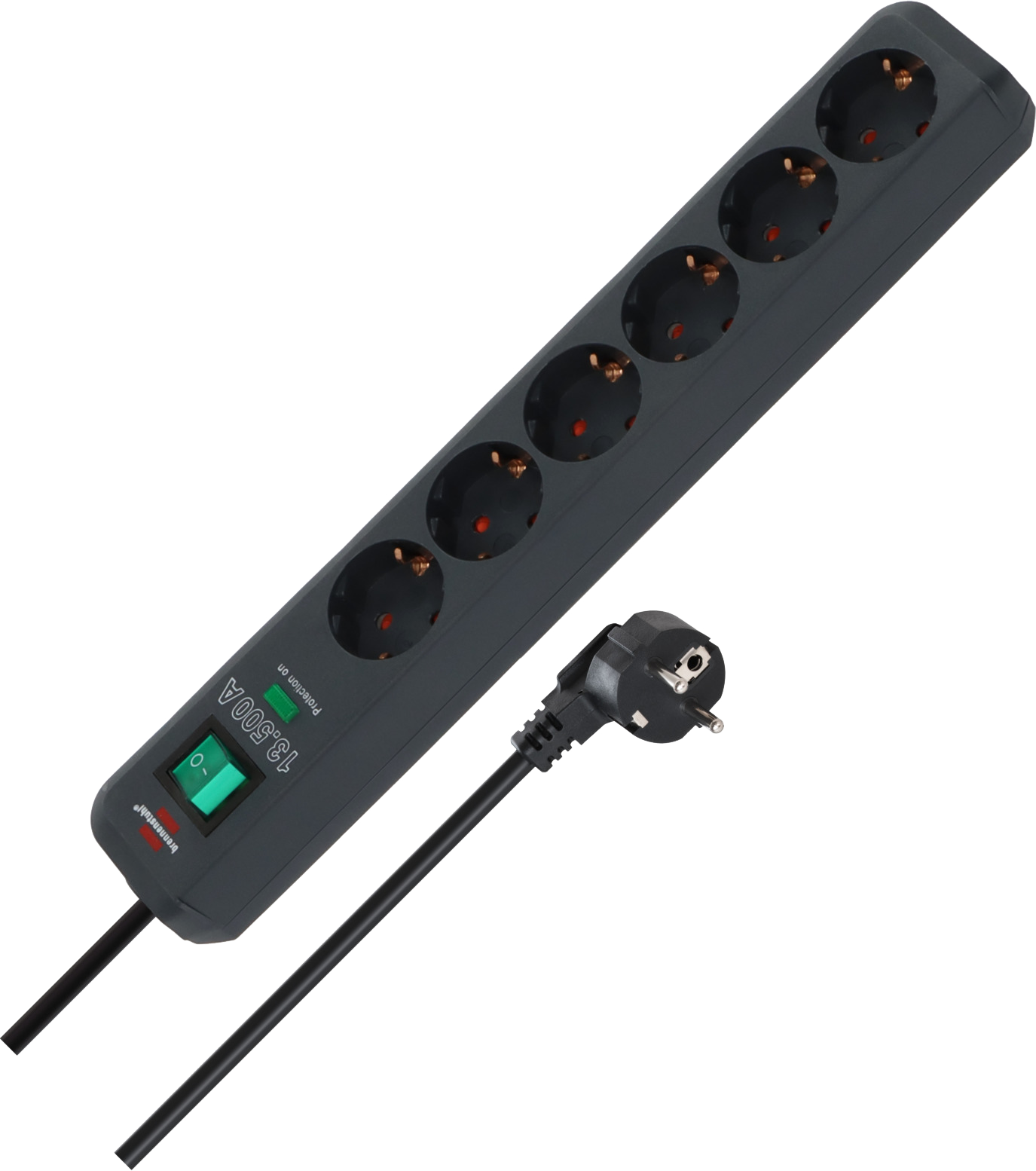 Eco-Line 6fach Leiste anthrazit *DE* 15m H05VV-F3G15 Ü-SchutzSchalter