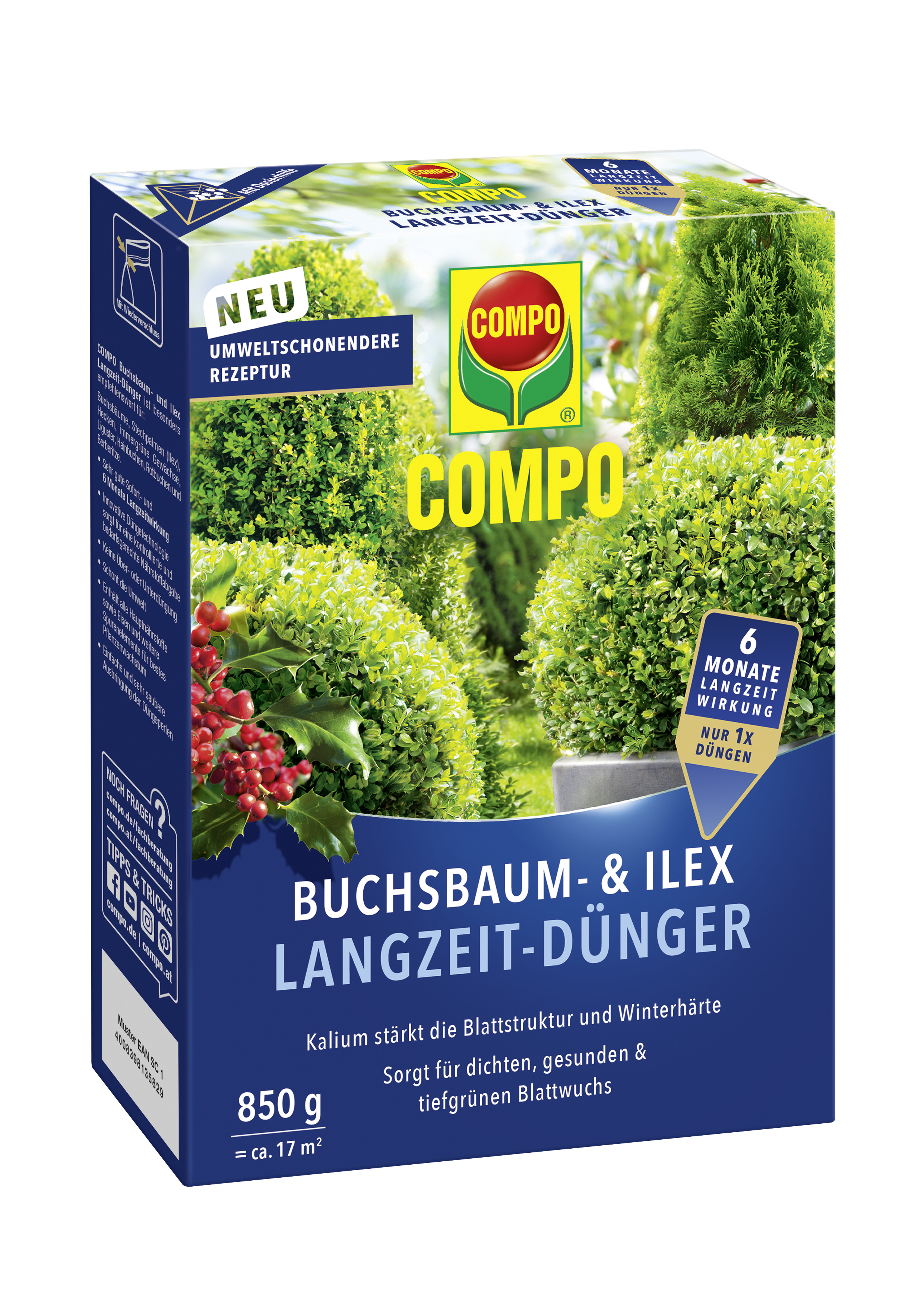 COMPO Buchsbaum- und IlexLangzeit-Dünger, 850 g
