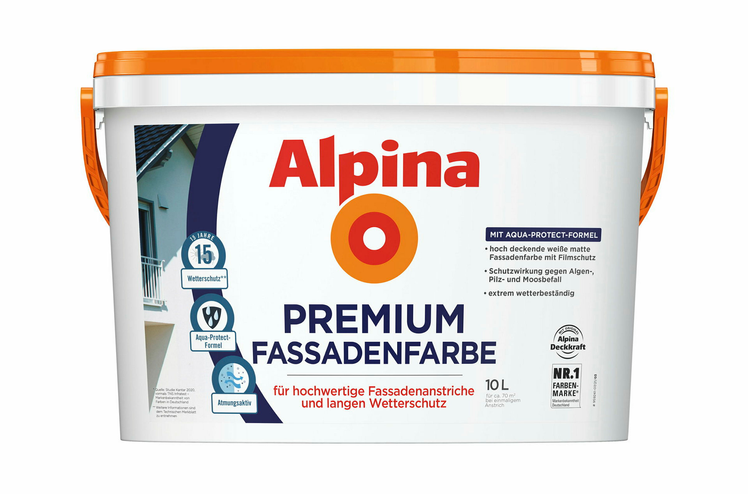 Alpina Premium Fassadenfarbe 10 Liter weiß matt
