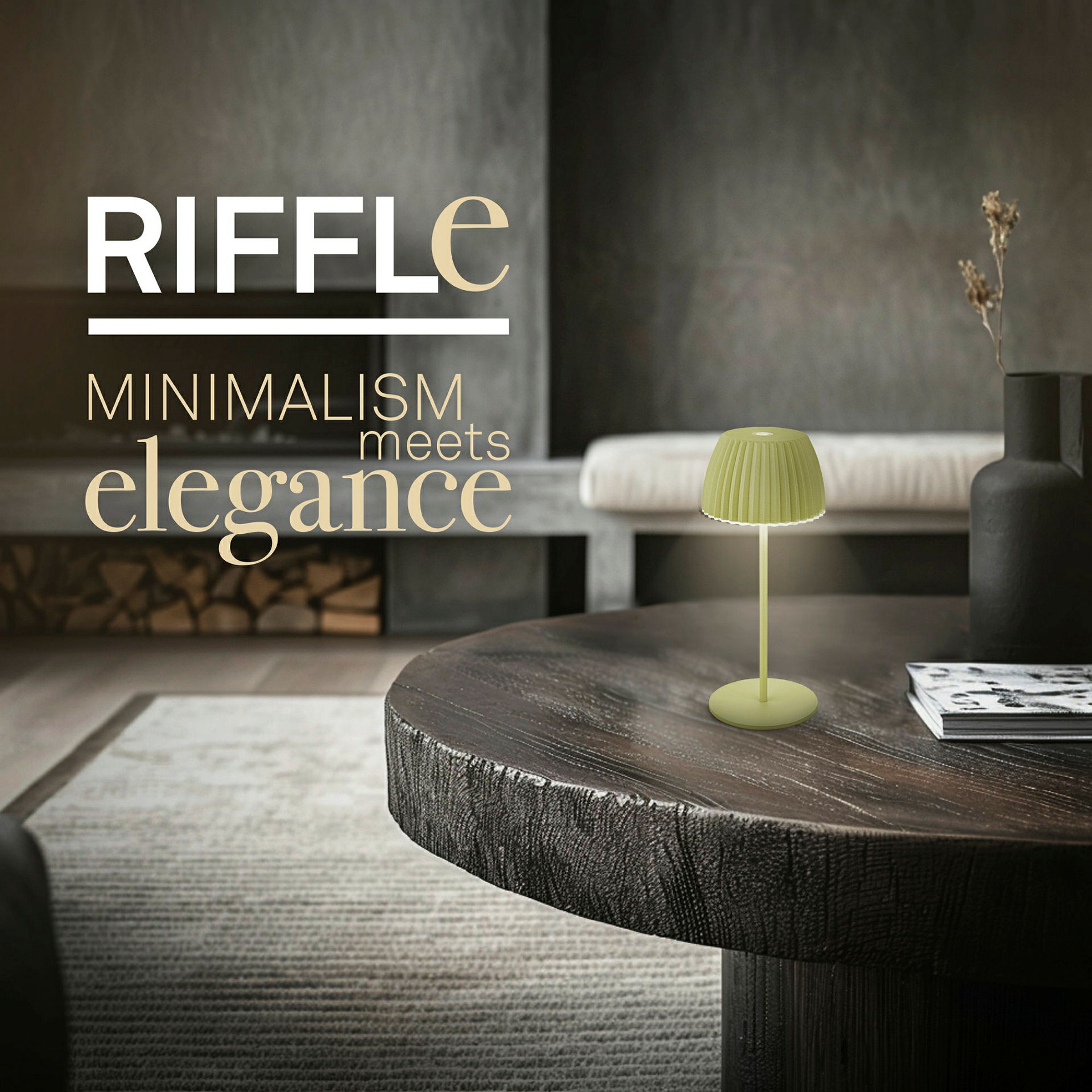 Brilo unplugged RIFFLE Akku Mini Tischleuchte mit Lichtkante - Pastellgrün