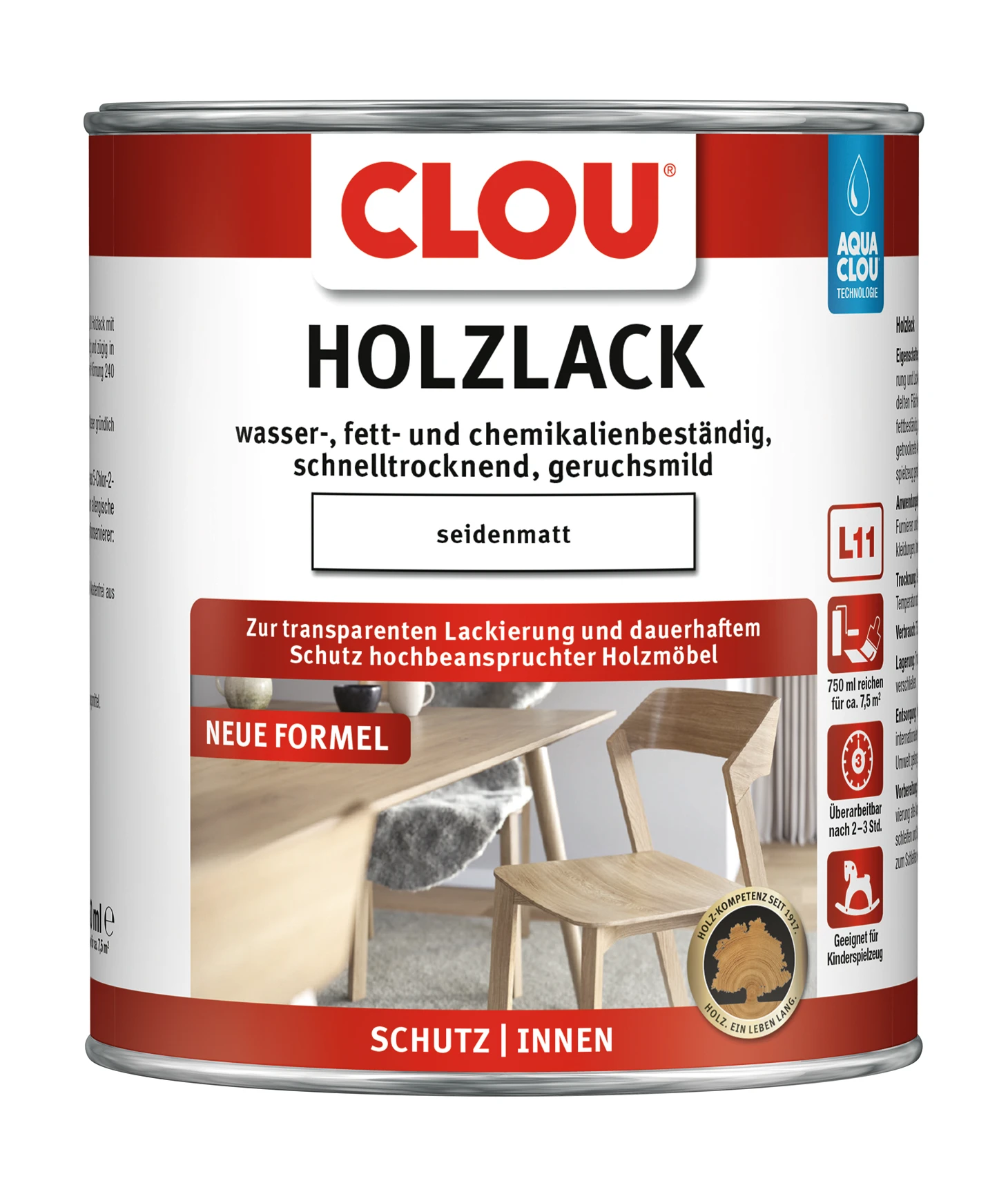 CLOU Holzlack Seidenmatt 750 ml