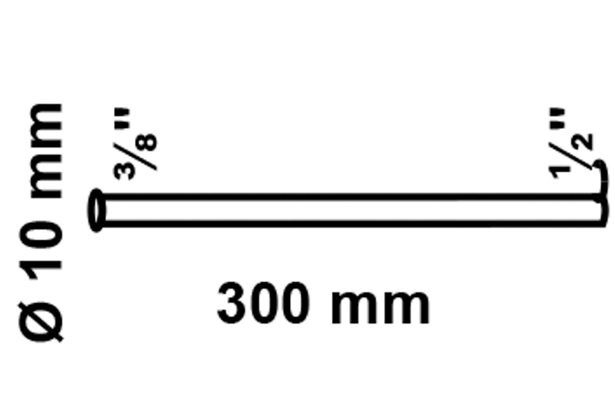 CU Anschlussrohr Ø 10 x 300 mm, Chrom, mit doppelter Bördelung, für 1/2 od