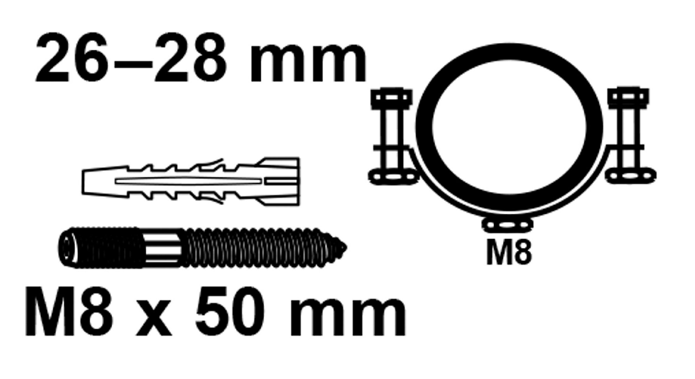 Rohrschelle, 26 mm - 28 mm, schallgedämmt, für 3/4'', mit Stockschraube M8