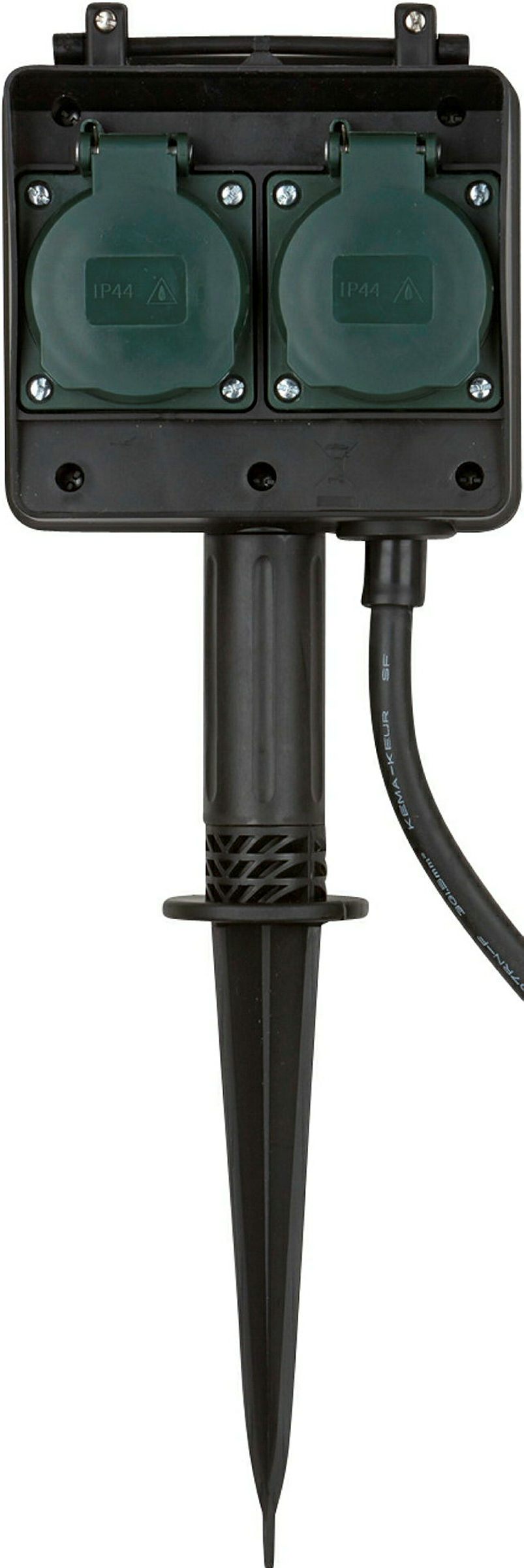 Gartensteckdose mit Erdspiess 4-Fach 10m Kabel H07RN-F3G1,5