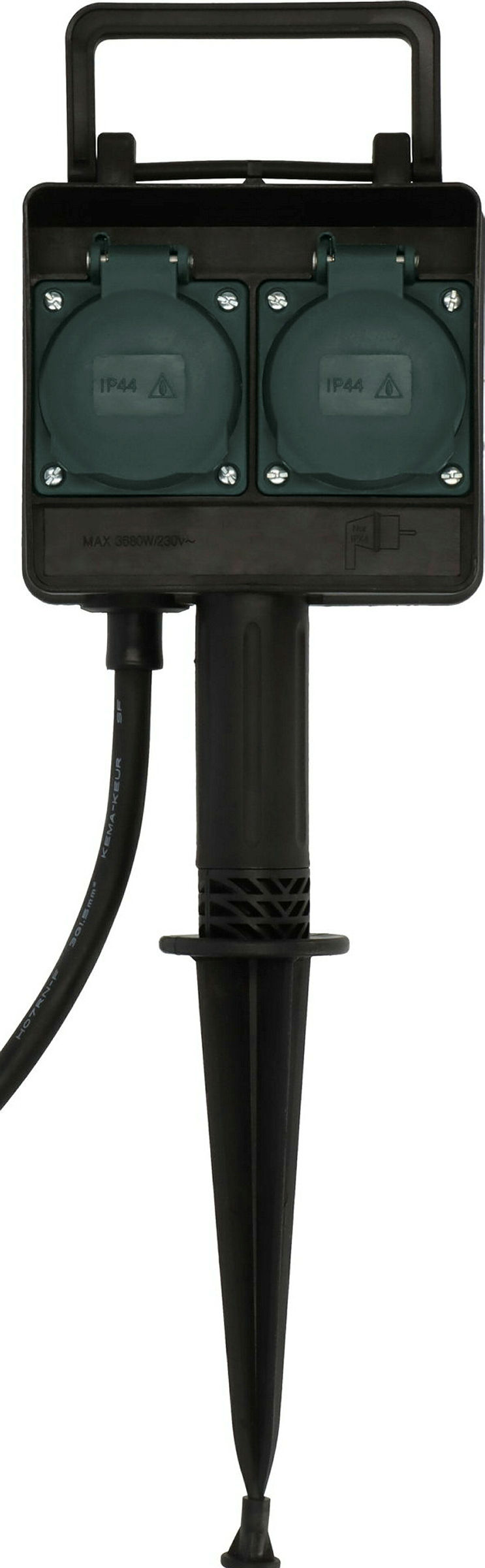 Gartensteckdose mit Erdspiess 2-Fach 1,4m Kabel H07RN-F3G1,5